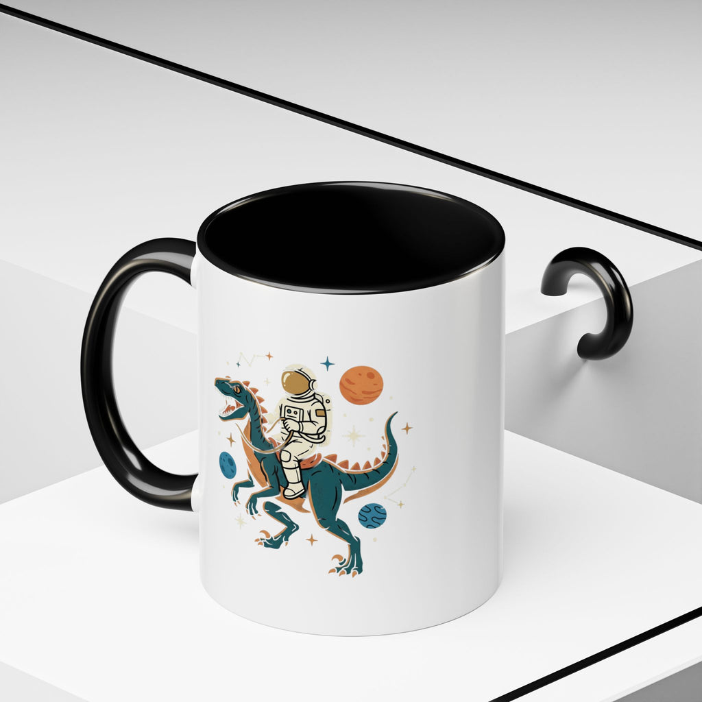 Coffee Mug | Astronaut Riding Velociraptor Accent Mug