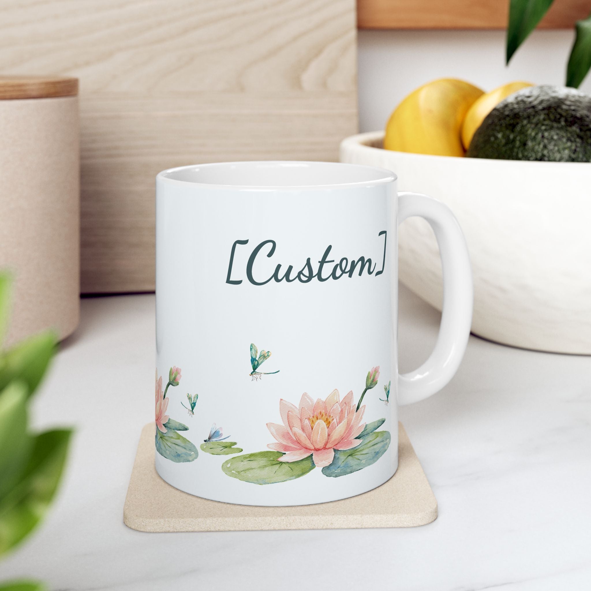 Coffee Mug | Watercolor Lotus Flowers Customizable Ceramic Cup