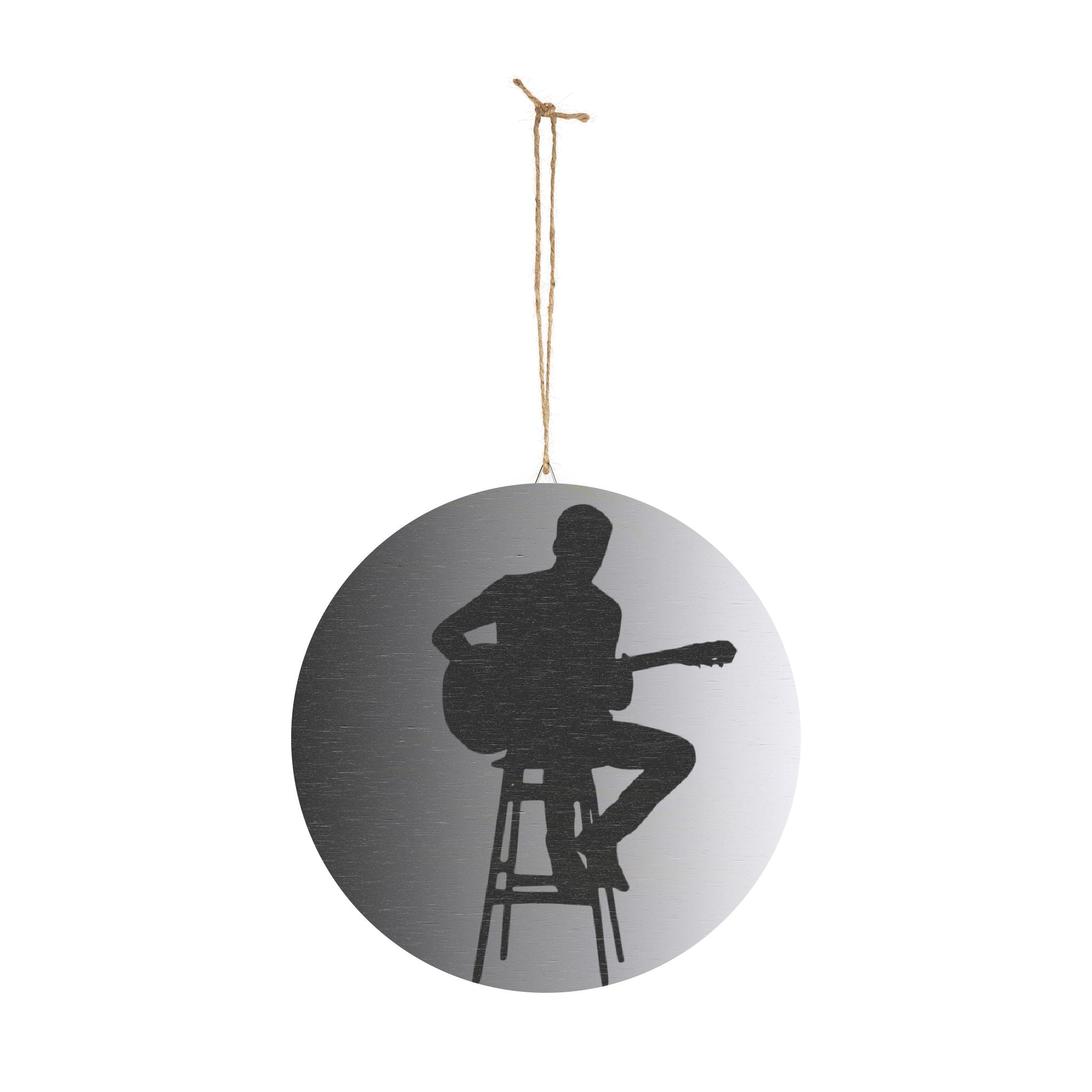 Wall Sign — Acoustic Guitar Silhouette Round Wooden Décor