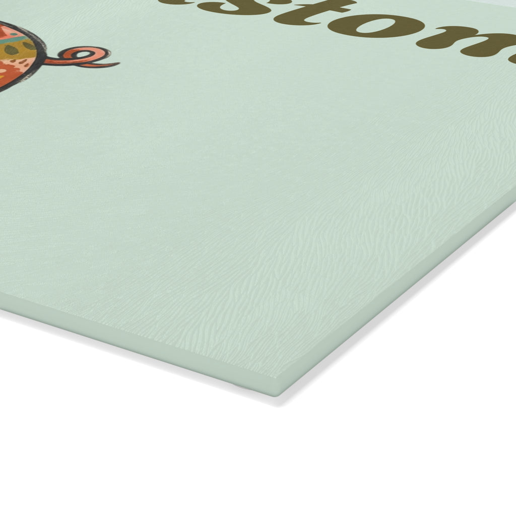 Glass Cutting Board | Customizable Floral Folk Art Pig Kitchen Decor