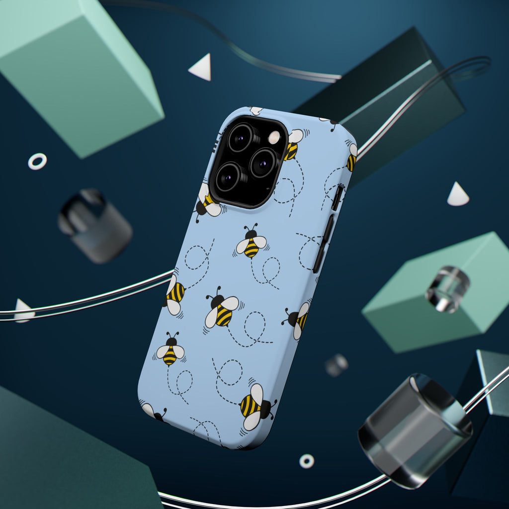 Phone Case | Sky Blue Bee Pattern Magnetic Impact-Resistant Phone Case