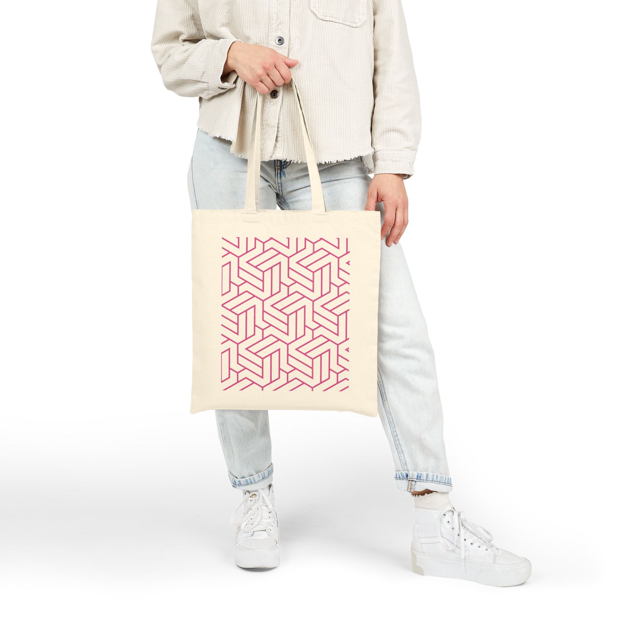 Tote Bag | Pink Optical Illusion Canvas Tote