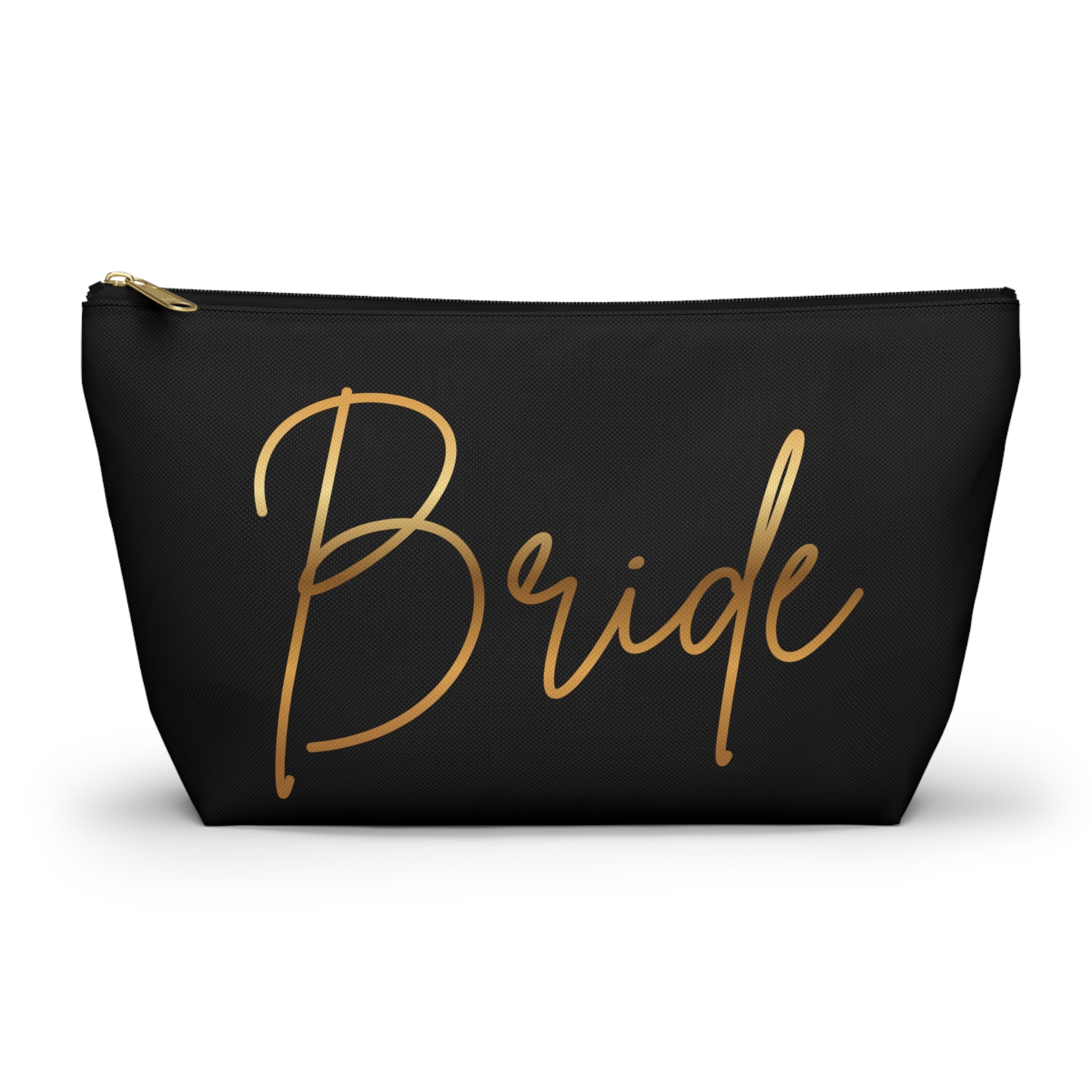 T Bottom Accessory Pouch | Bride in Gold Script Cosmetic Bag