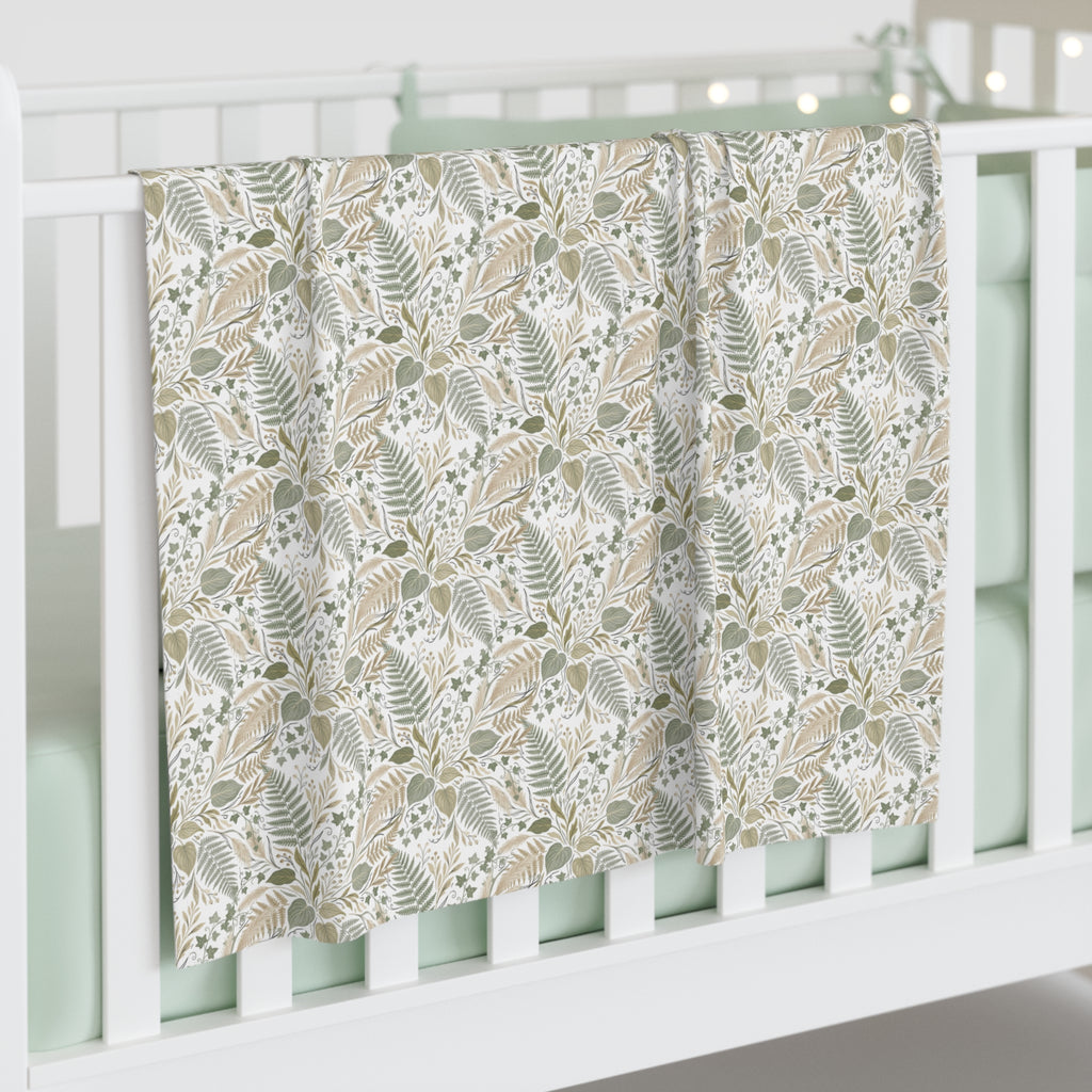 Baby Swaddle Blanket | Neutral Leaf Pattern Swaddle for Newborns