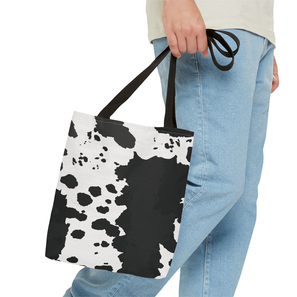 Tote Bag | Black & White Cow Print Patterned Shoulder Tote