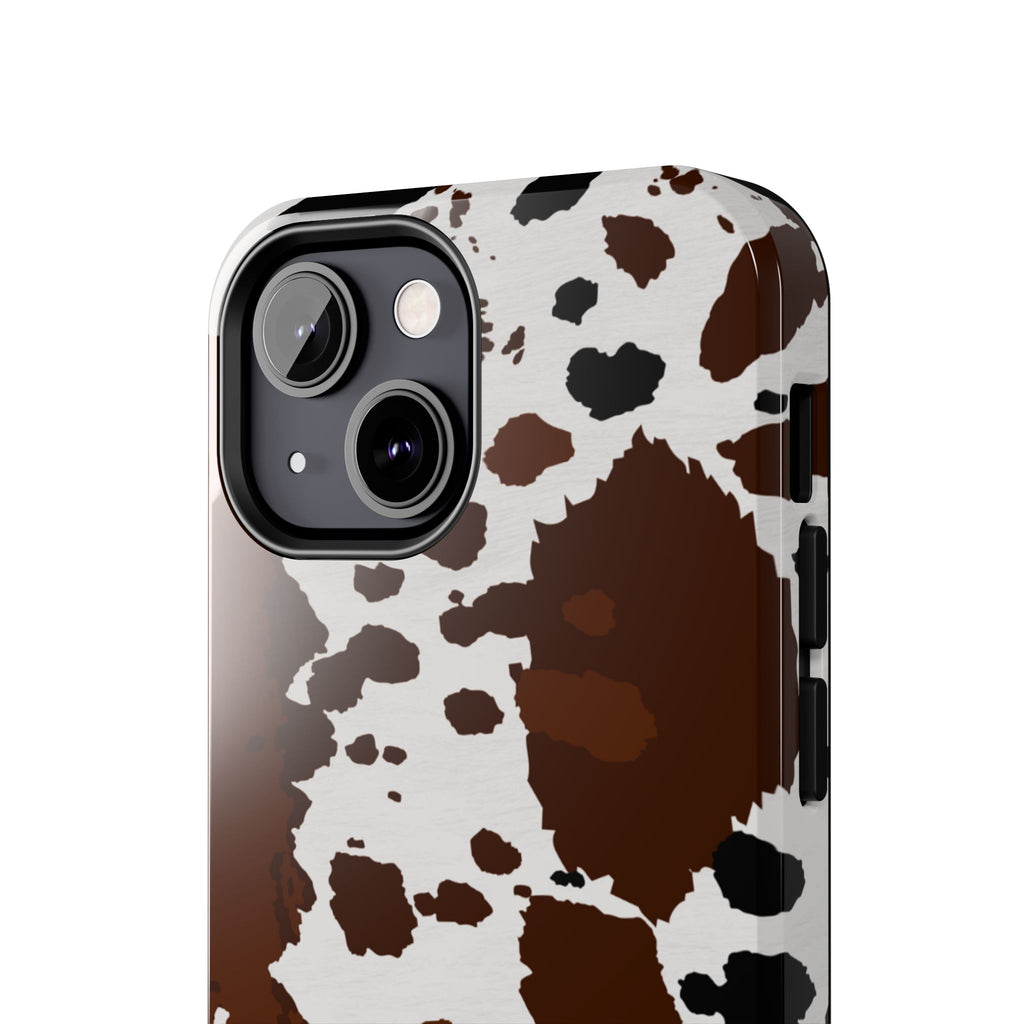 Phone Case | Brown & White Cowhide Pattern Tough Protective Cover