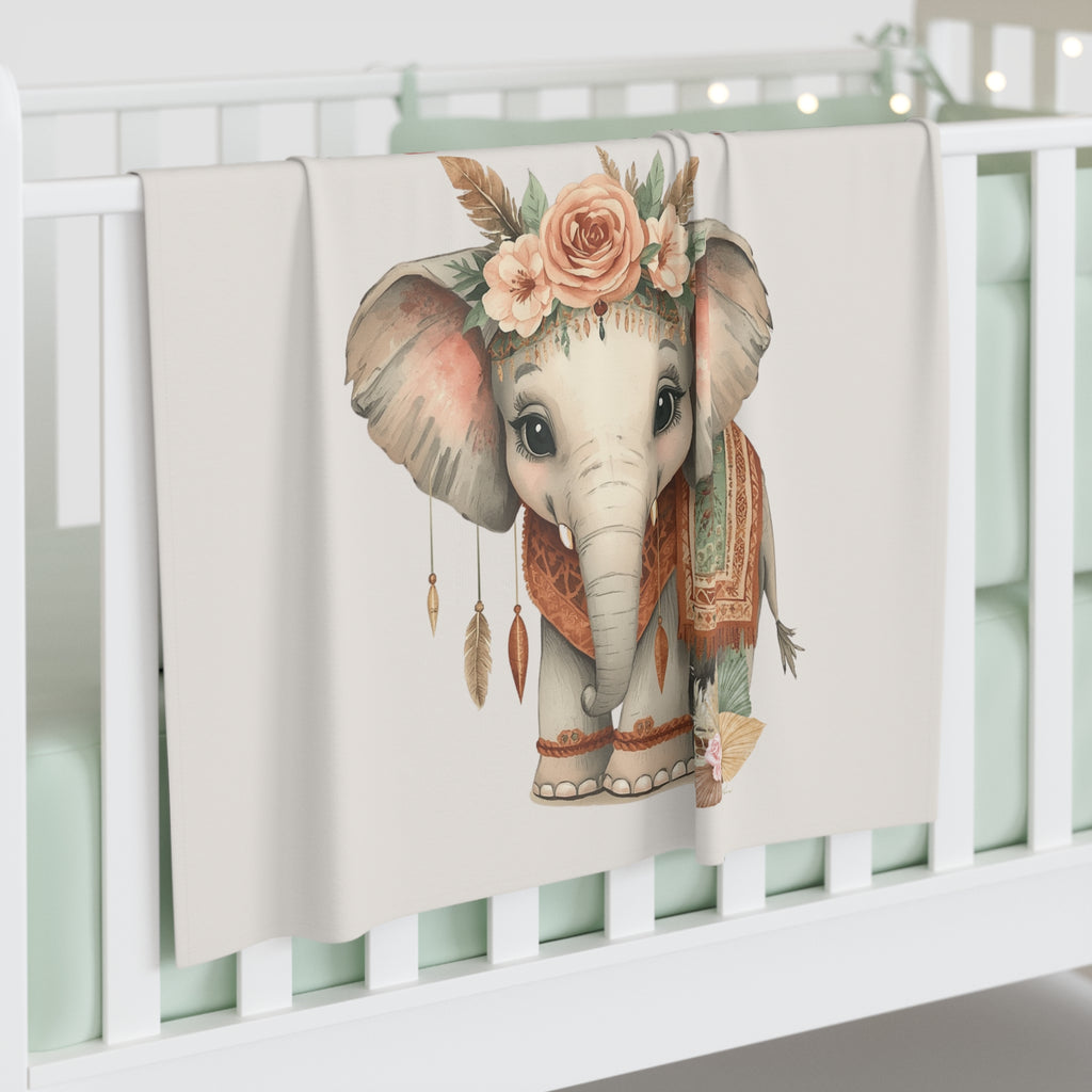 Baby Swaddle Blanket | Floral Elephant Personalized Name Blanket