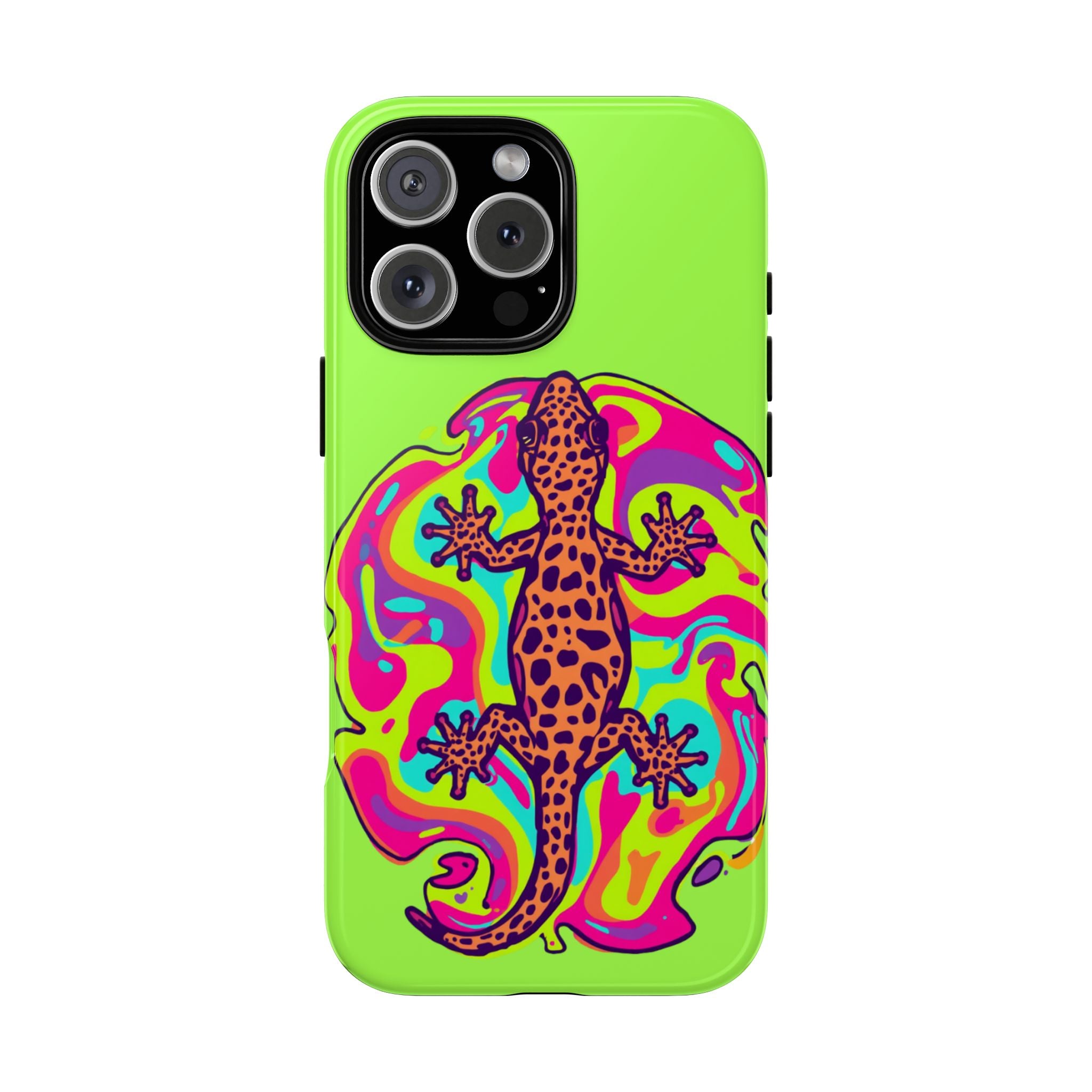 Phone Cases | Neon Leopard Gecko Swirl Phone Case