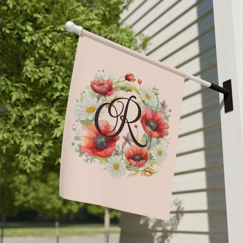Home & Garden Banner | 'R' Monogram Poppy & Daisy Flag