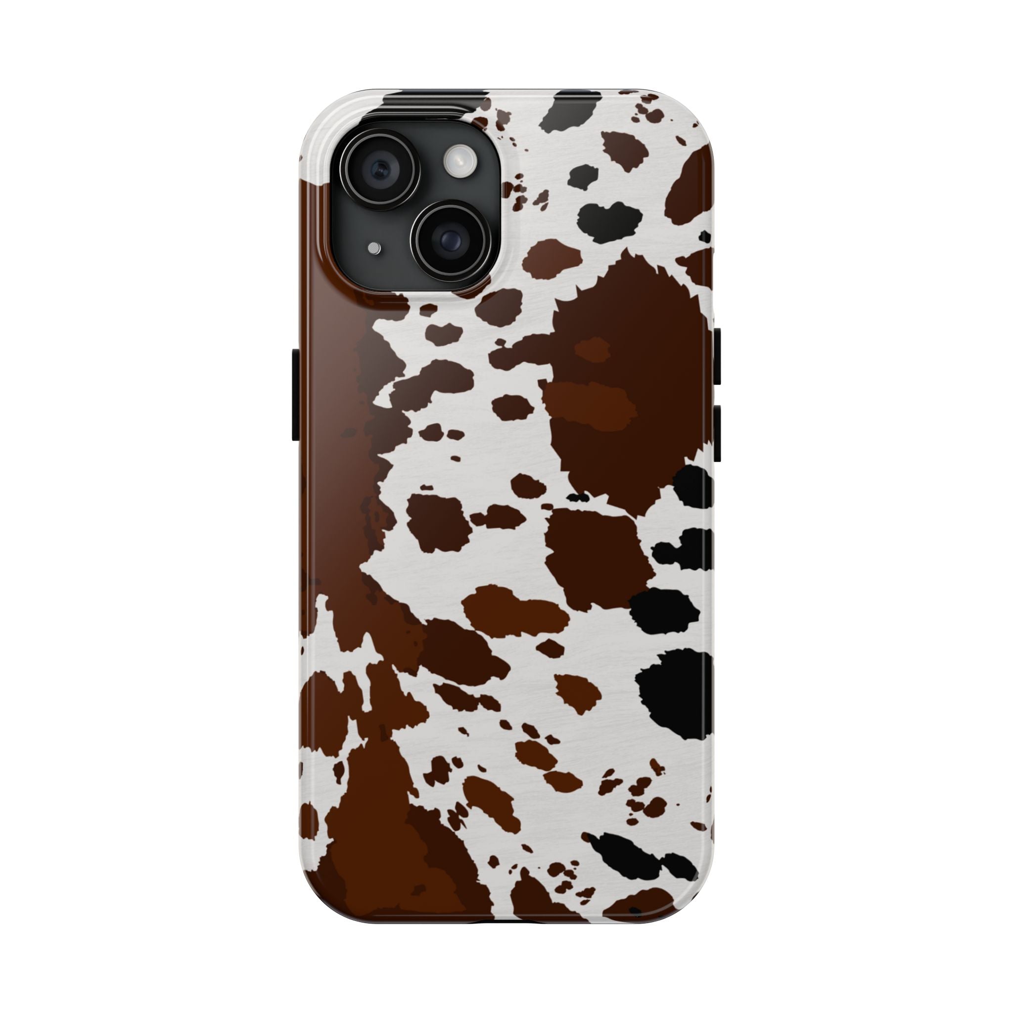 Phone Case | Brown & White Cowhide Pattern Tough Protective Cover