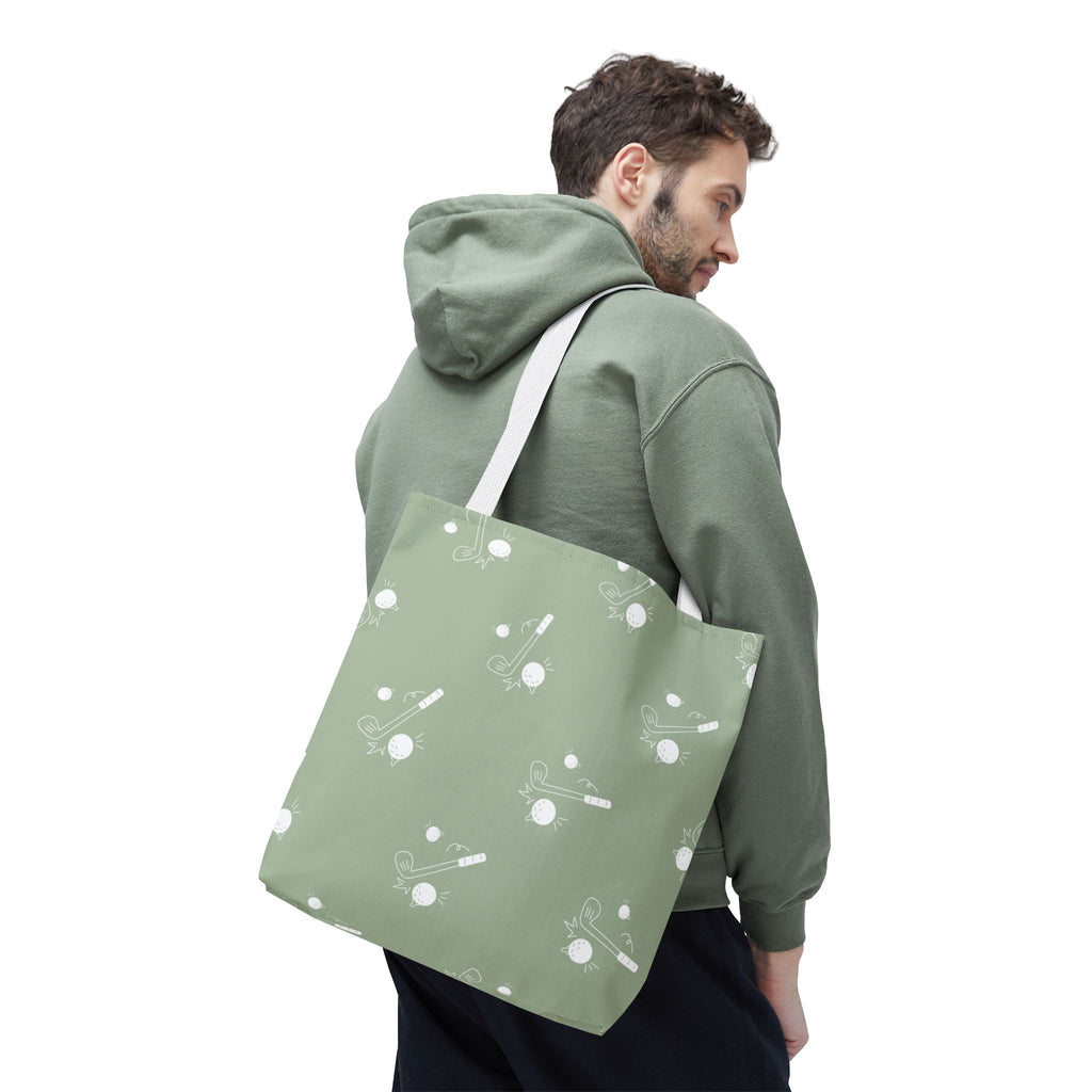 Tote Bag | Sage Green and Golf Pattern Shoulder Bag