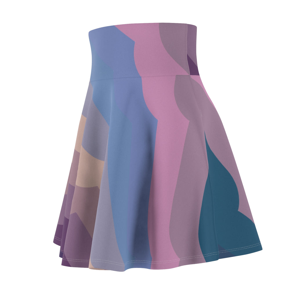Women's Skater Skirt | Abstract Pastel Wave Midi