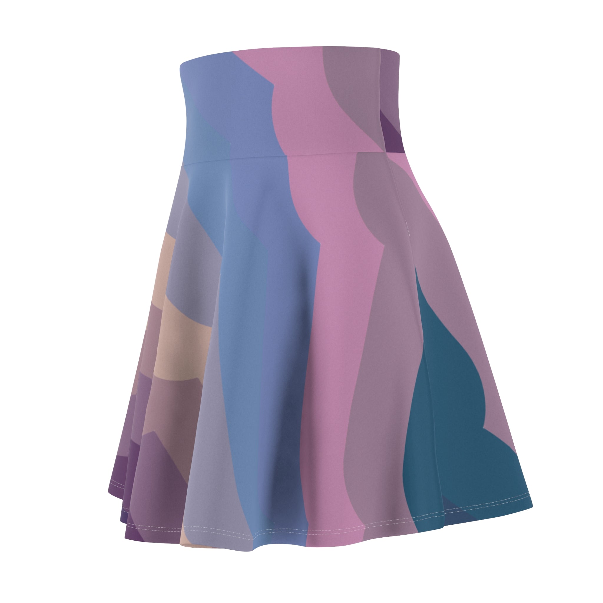 Women's Skater Skirt | Abstract Pastel Wave Midi