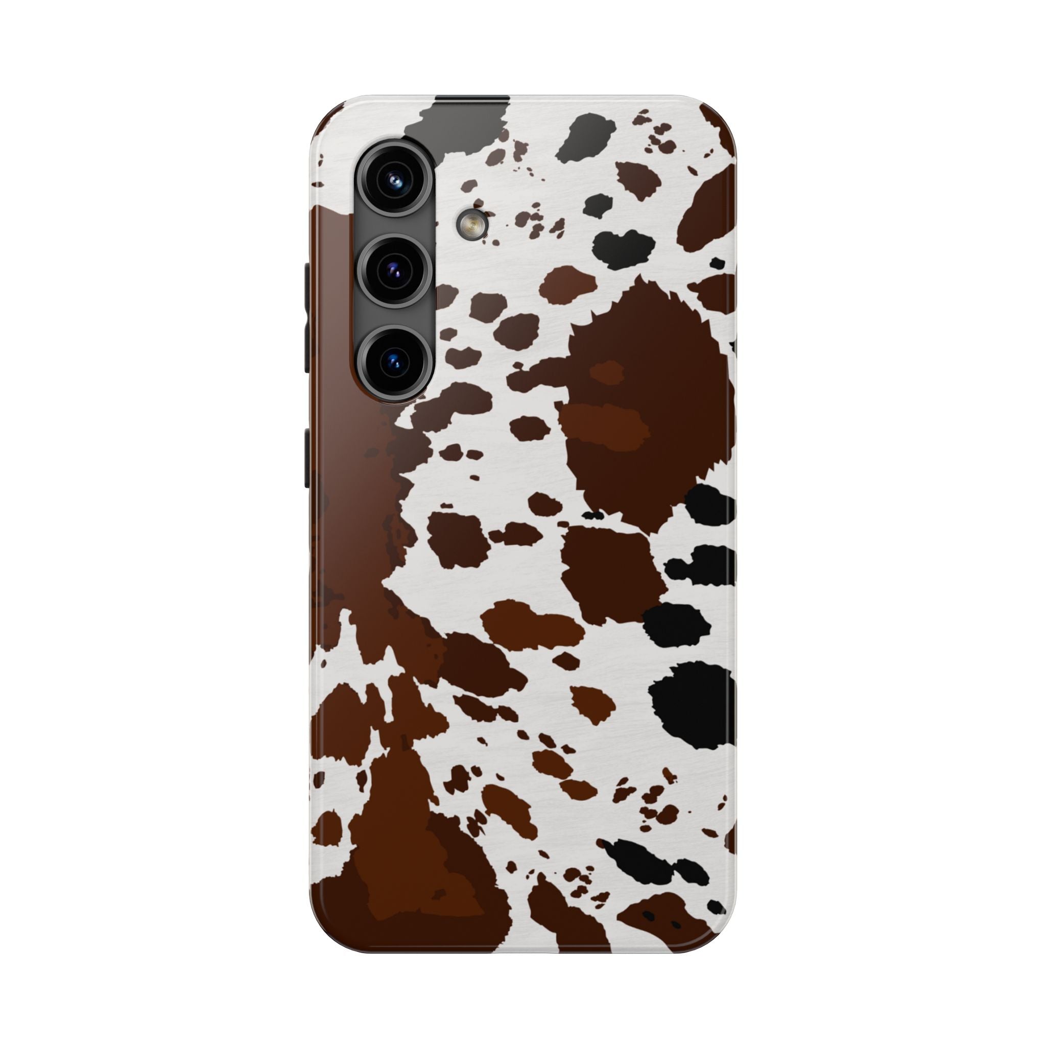 Phone Case | Brown & White Cowhide Pattern Tough Protective Cover