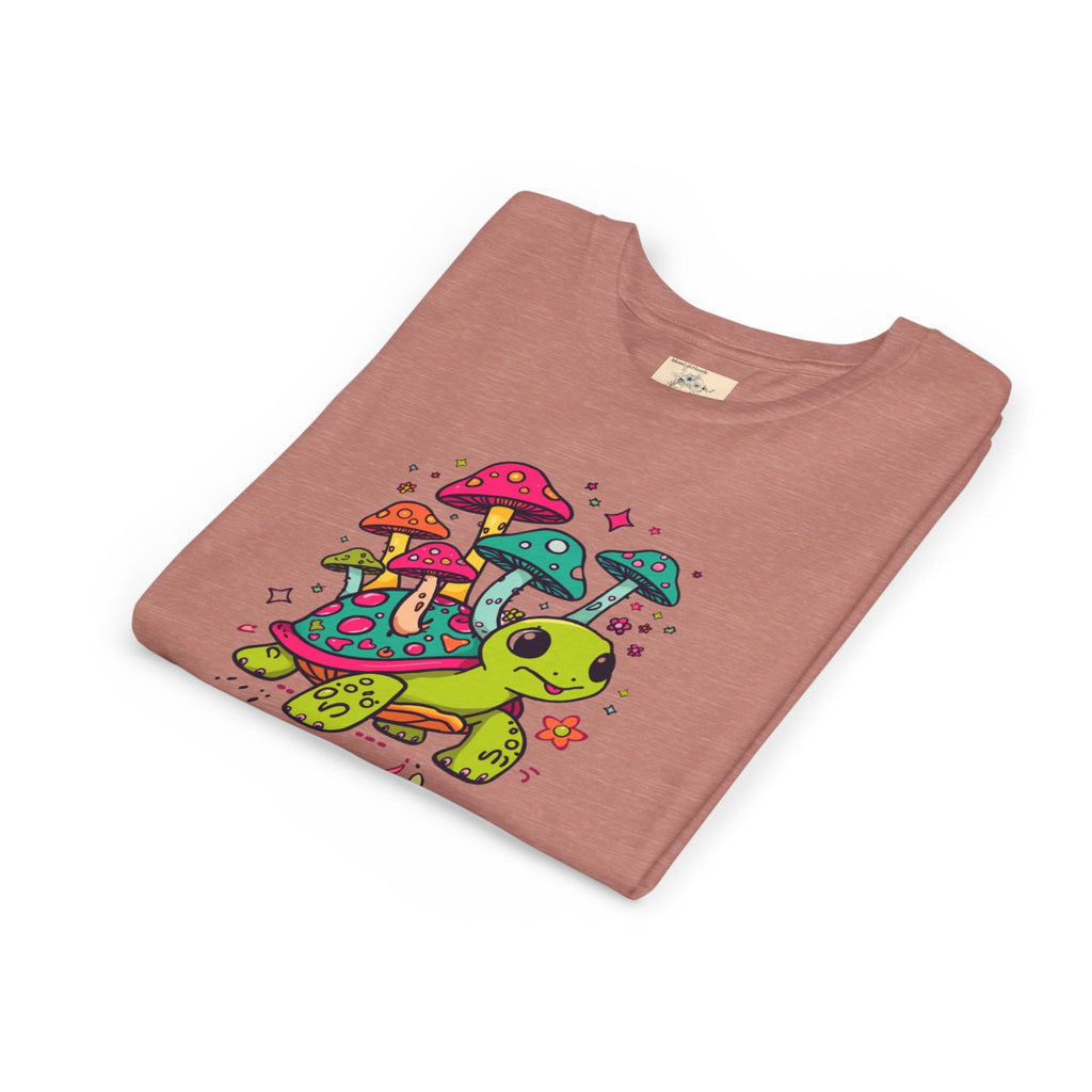 T-Shirt | Cute Turtle & Mushrooms Graphic Youth Tee – 'Print it your way'