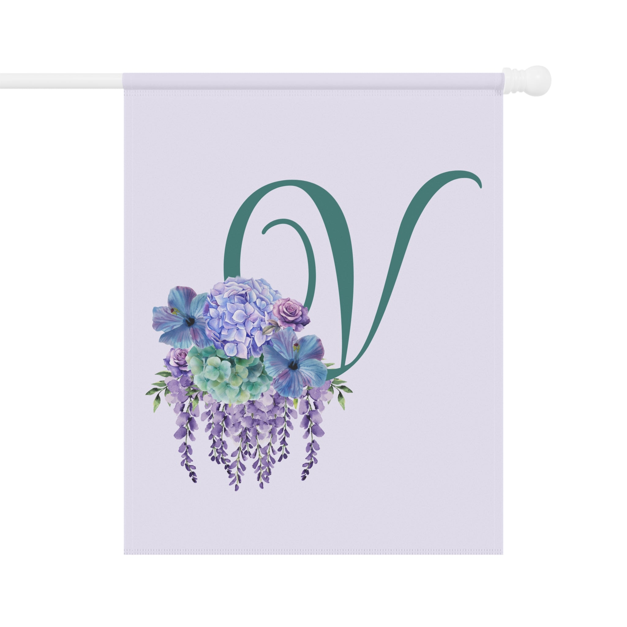 Home & Garden Banner | 'V' Monogram Lavender Petals Flag
