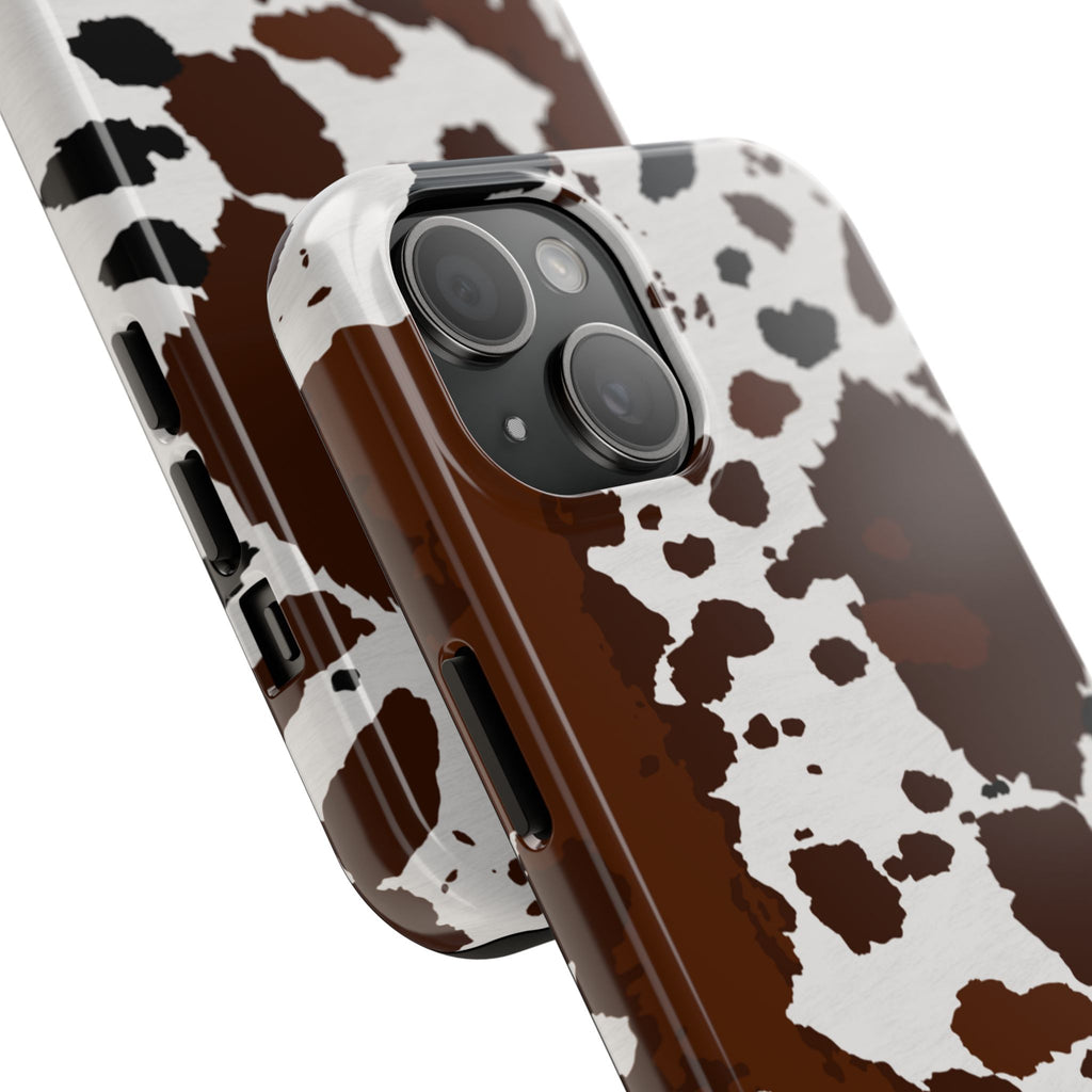 Phone Case | Brown & White Cowhide Pattern Tough Protective Cover