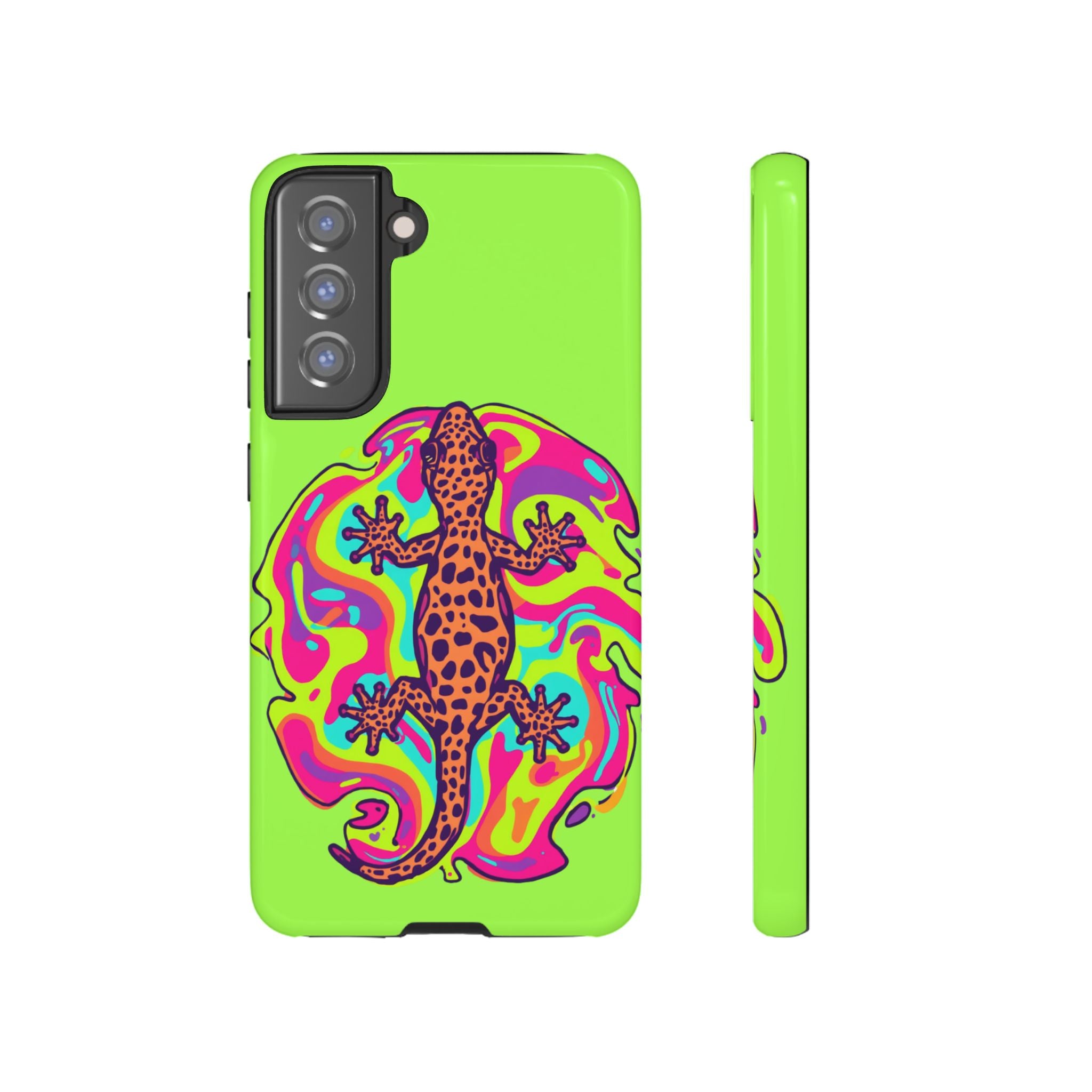 Phone Cases | Neon Leopard Gecko Swirl Phone Case