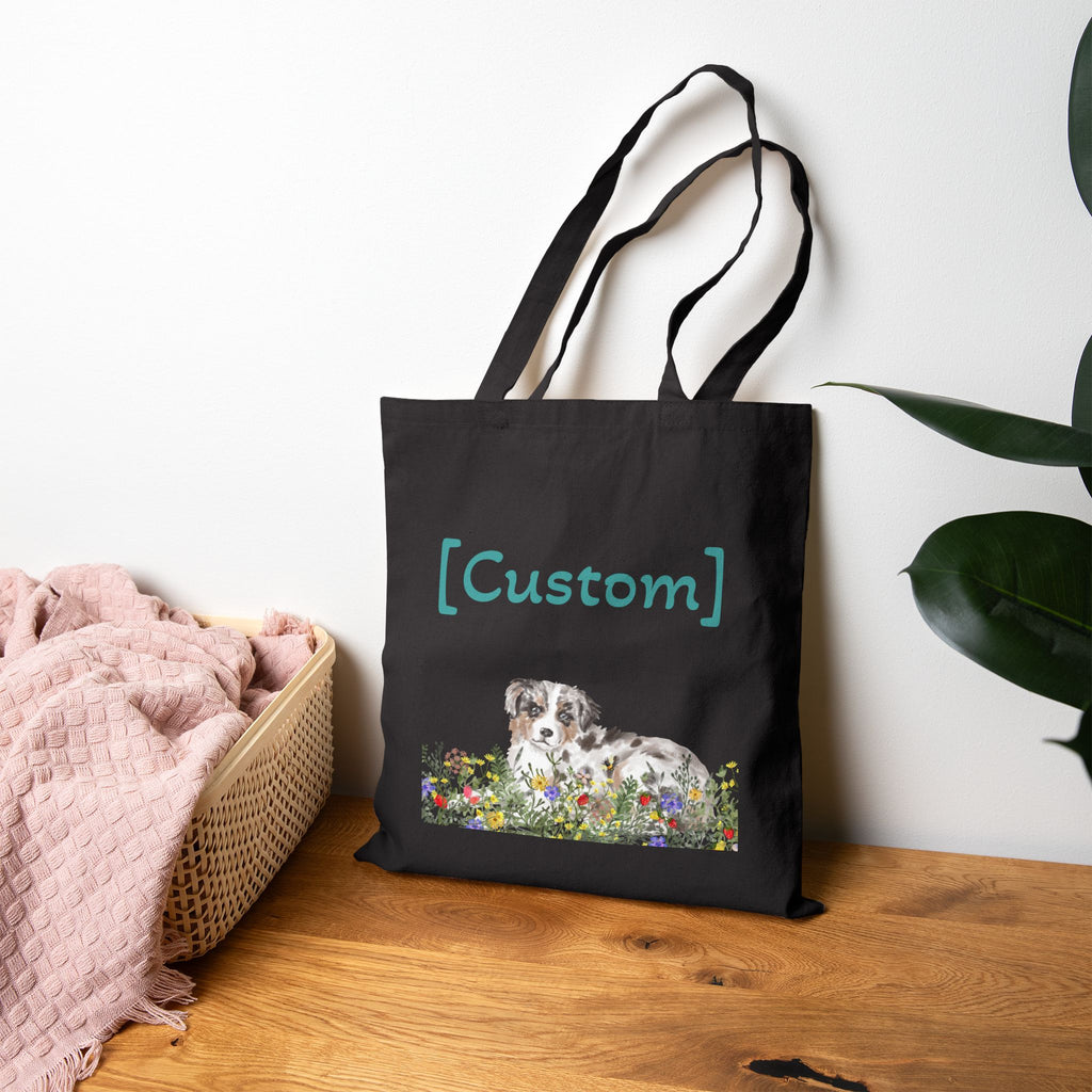 Tote Bag | Custom Puppy Floral Shoulder Bag