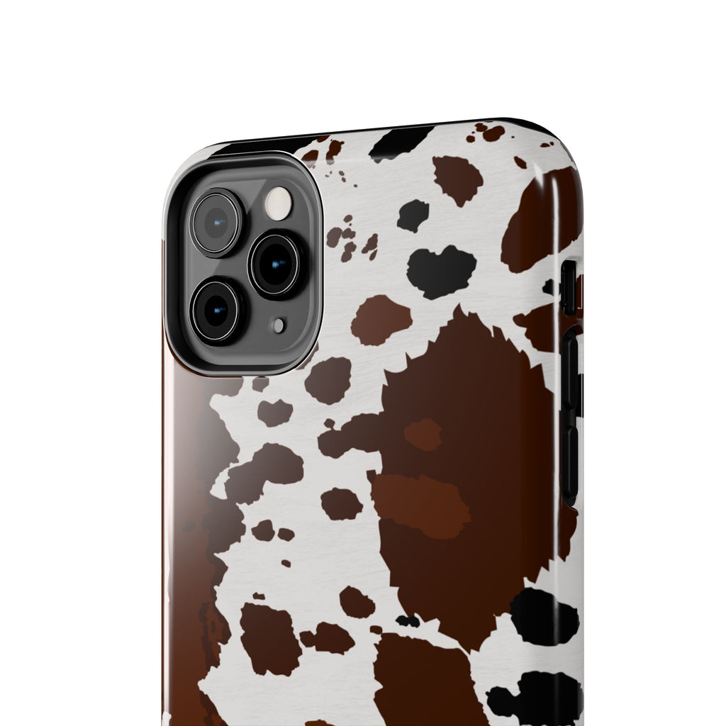 Phone Case | Brown & White Cowhide Pattern Tough Protective Cover