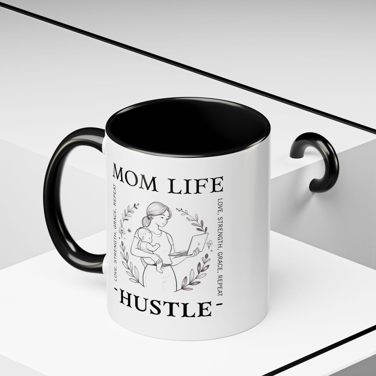 Mom Life Hustle Ceramic Accent Mug