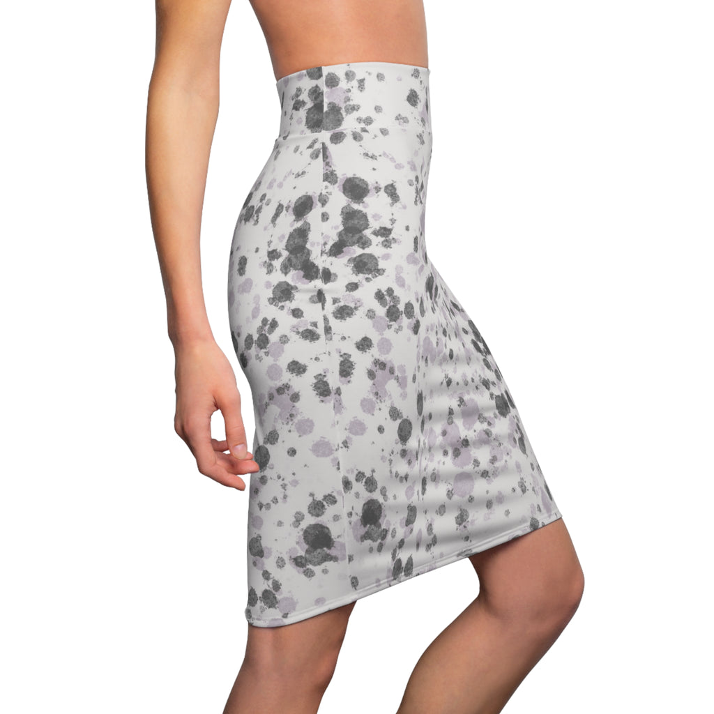 Women's Pencil Skirt | Lavender Gray Abstract Watercolor Spot Midi