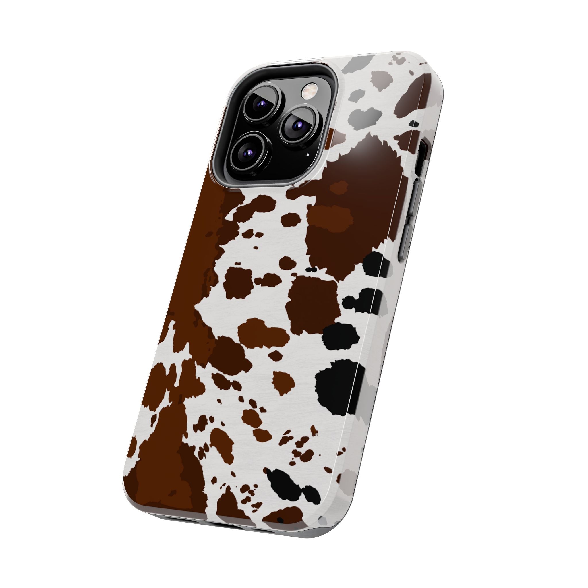 Phone Case | Brown & White Cowhide Pattern Tough Protective Cover