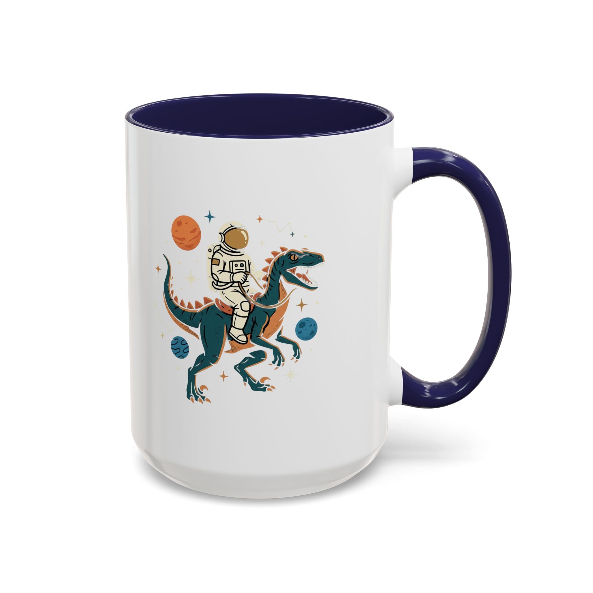 Coffee Mug | Astronaut Riding Velociraptor Accent Mug
