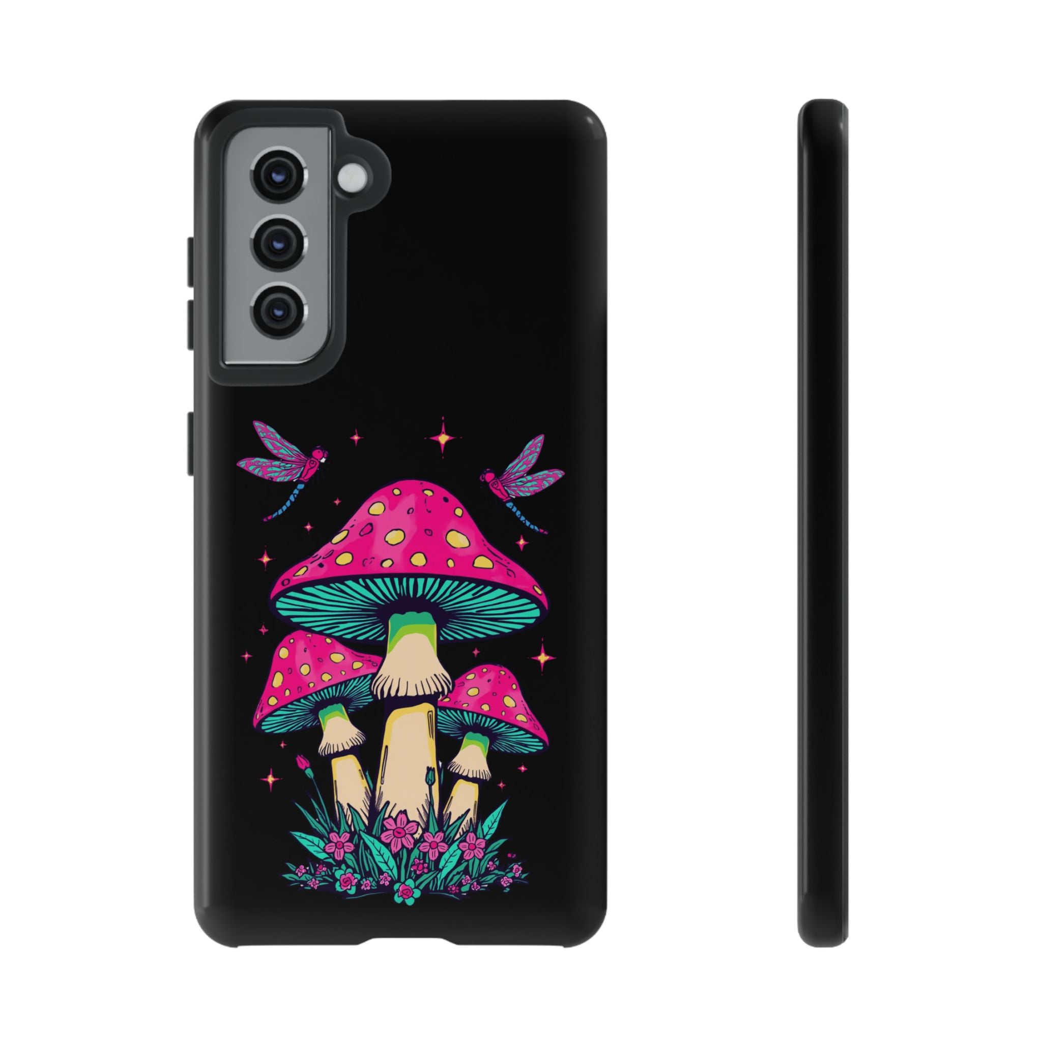 Phone Cases | Colorful Mushroom and Dragonfly Print Tough Case