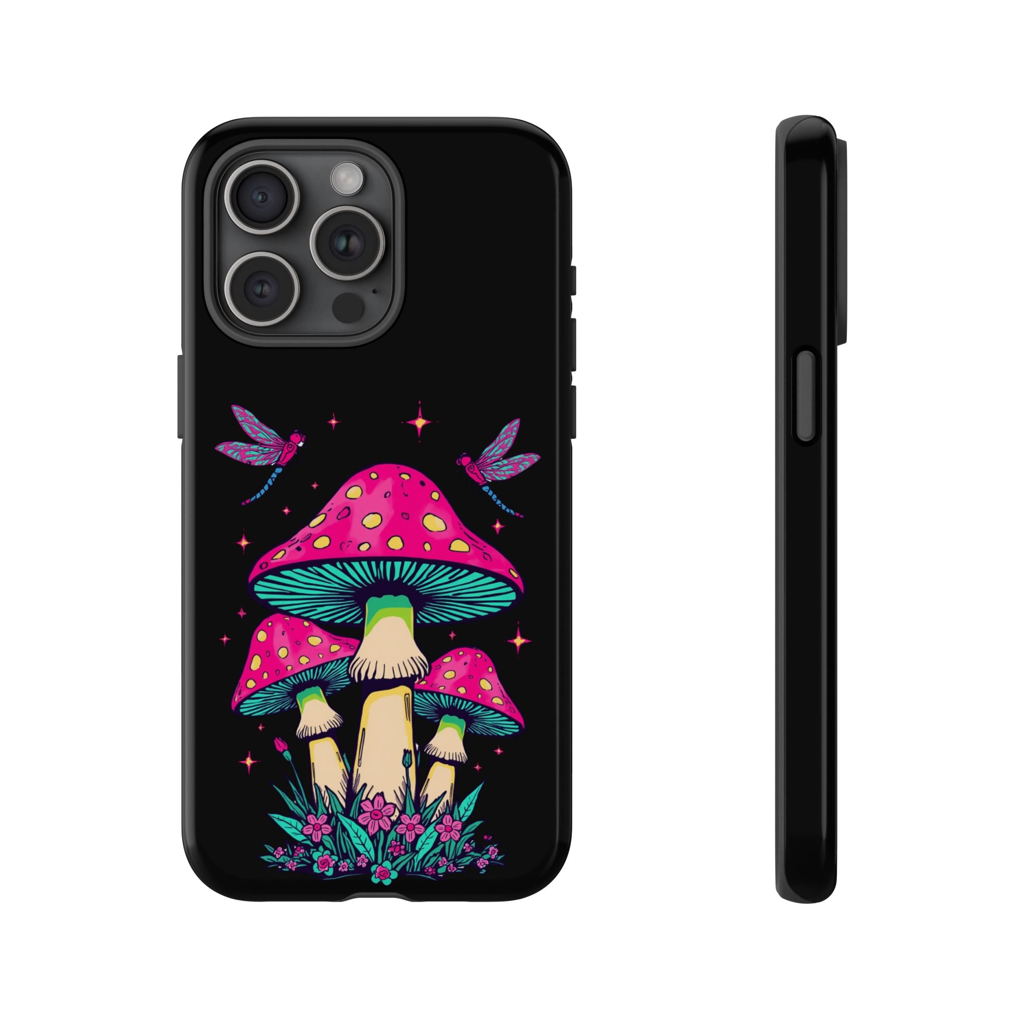 Phone Cases | Colorful Mushroom and Dragonfly Print Tough Case