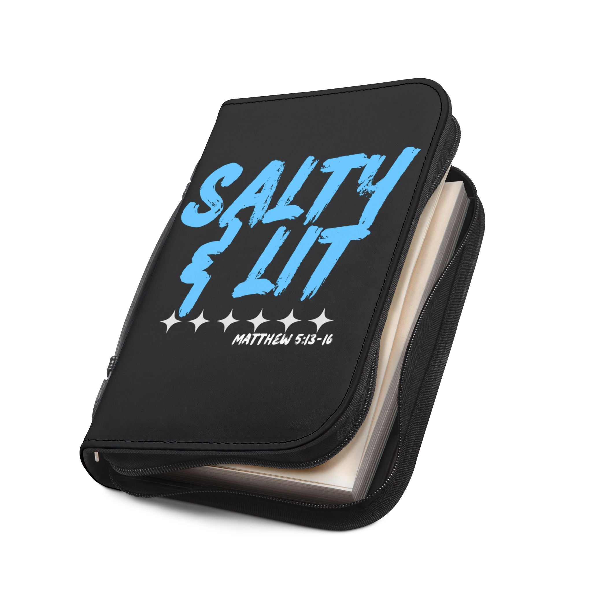 Bible Cover | Matthew 5:13-16 Scripture 'Salty & Lit' Zippered Bible Case