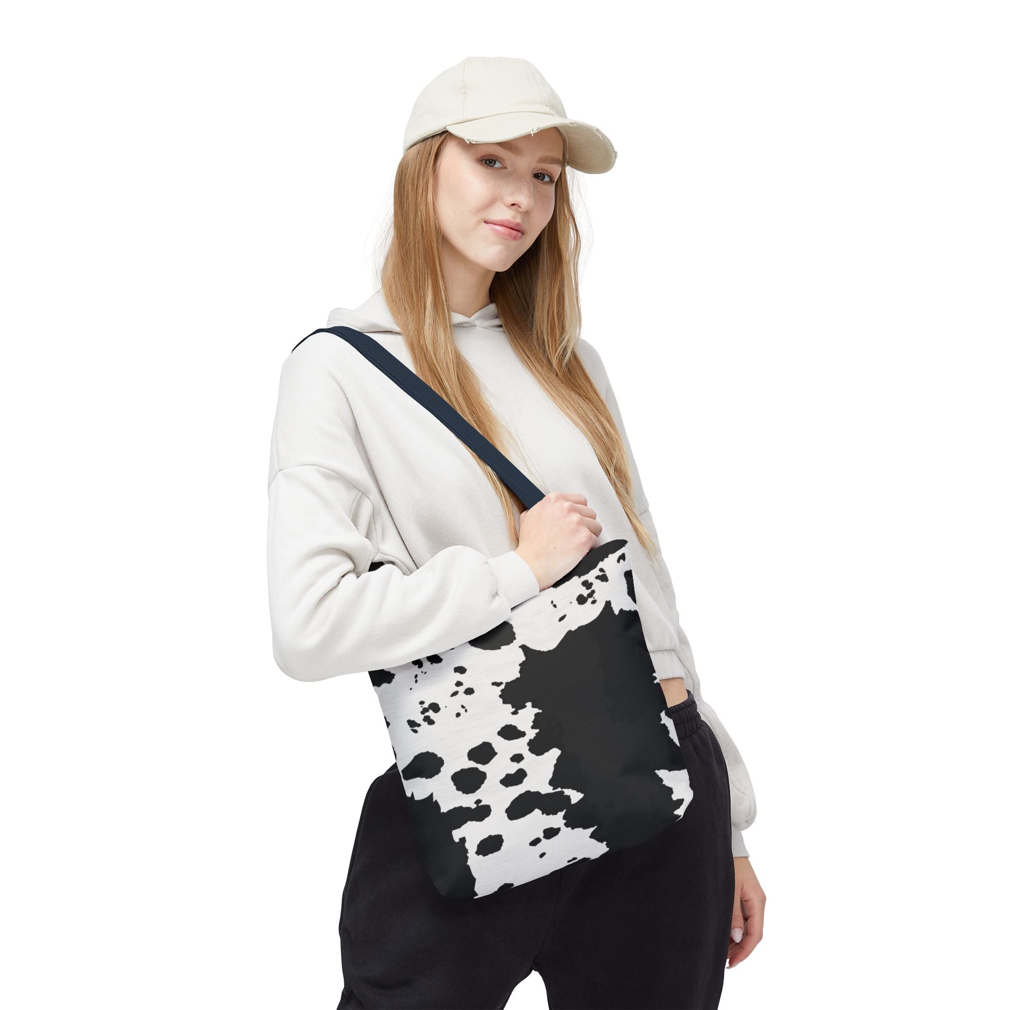 Tote Bag | Black & White Cow Print Patterned Shoulder Tote