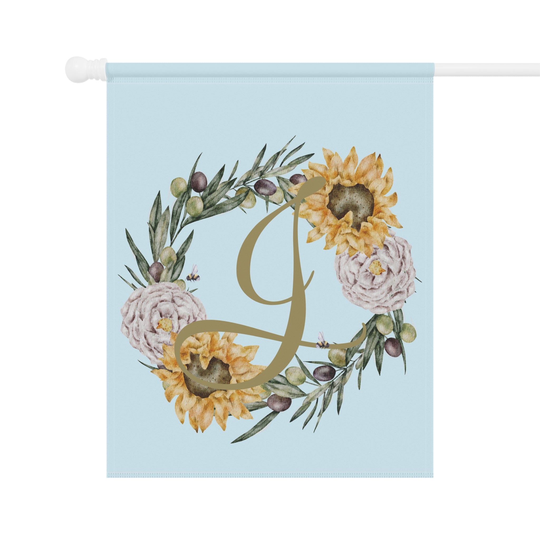 Home & Garden Banner | 'J' Monogram Boho Sunflower Flag