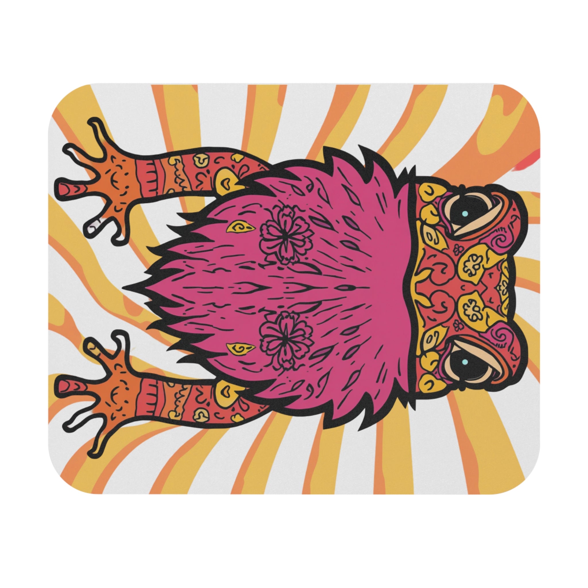 Mousepad | Psychedelic "Bearded Dragon" Rectangular Retro Rays