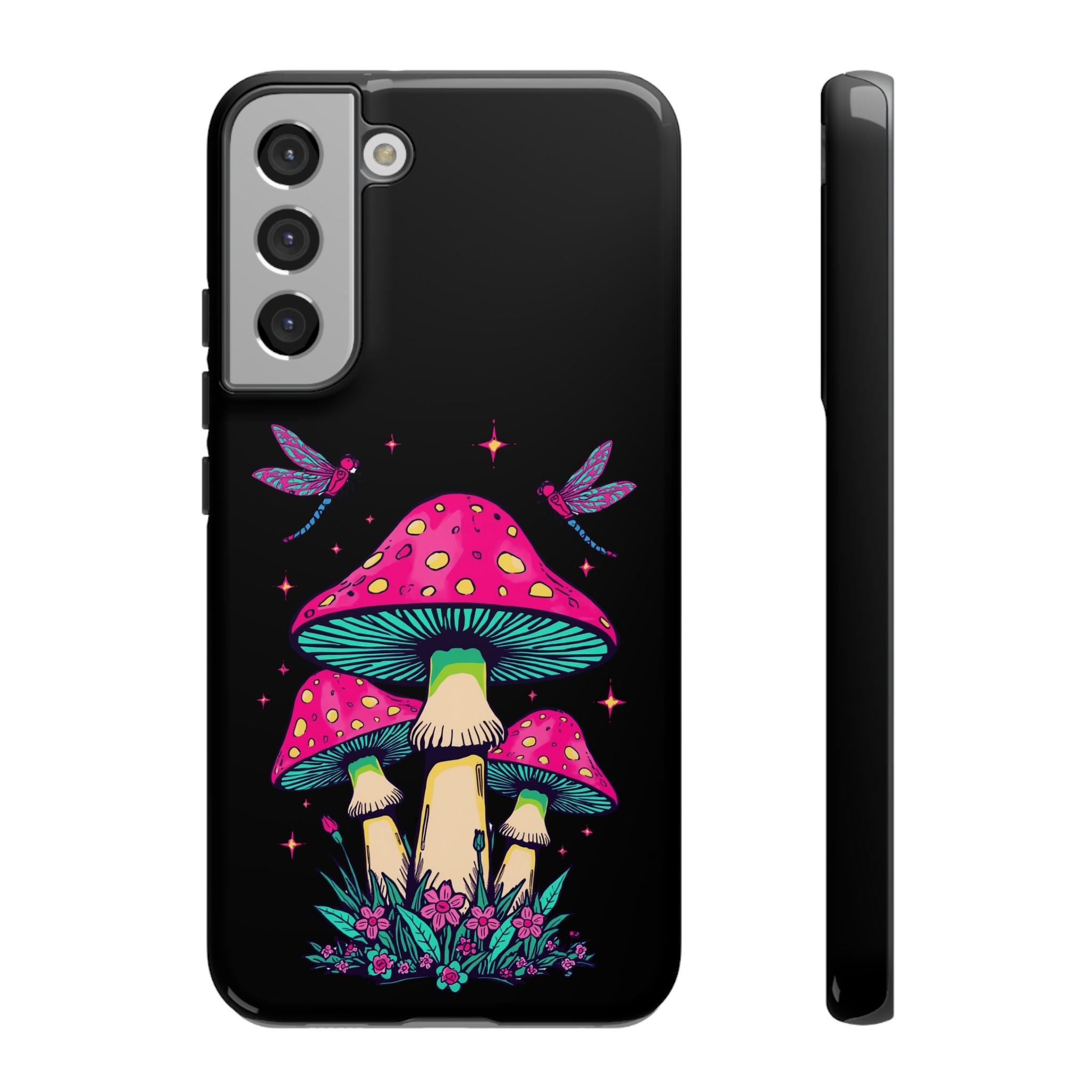 Phone Cases | Colorful Mushroom and Dragonfly Print Tough Case