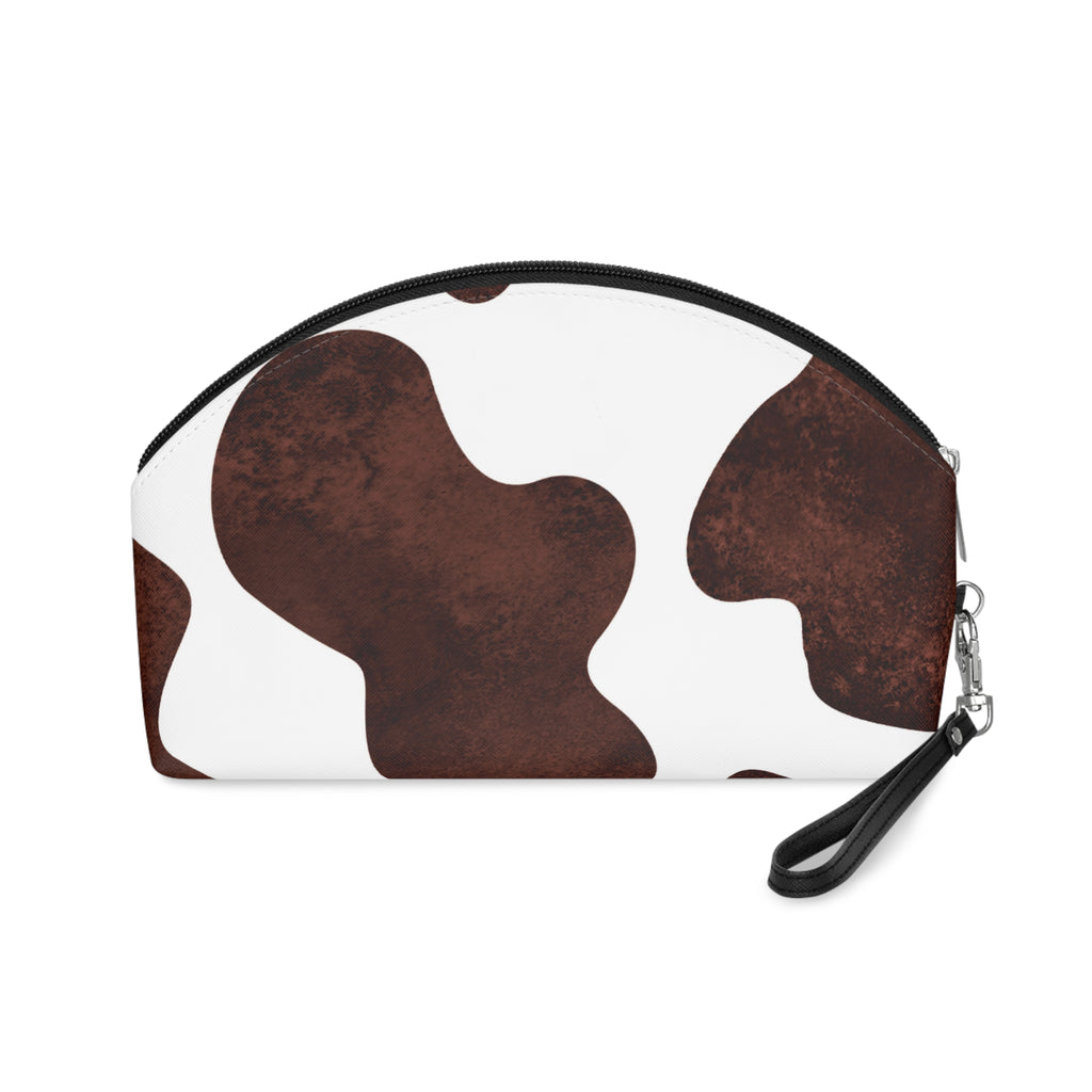 Cosmetic Pouch | Brown Rustic Cowhide Makeup Bag