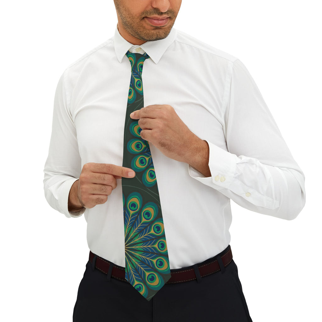 Necktie | Elegant Teal & Green Peacock Feather Pattern Formal Tie