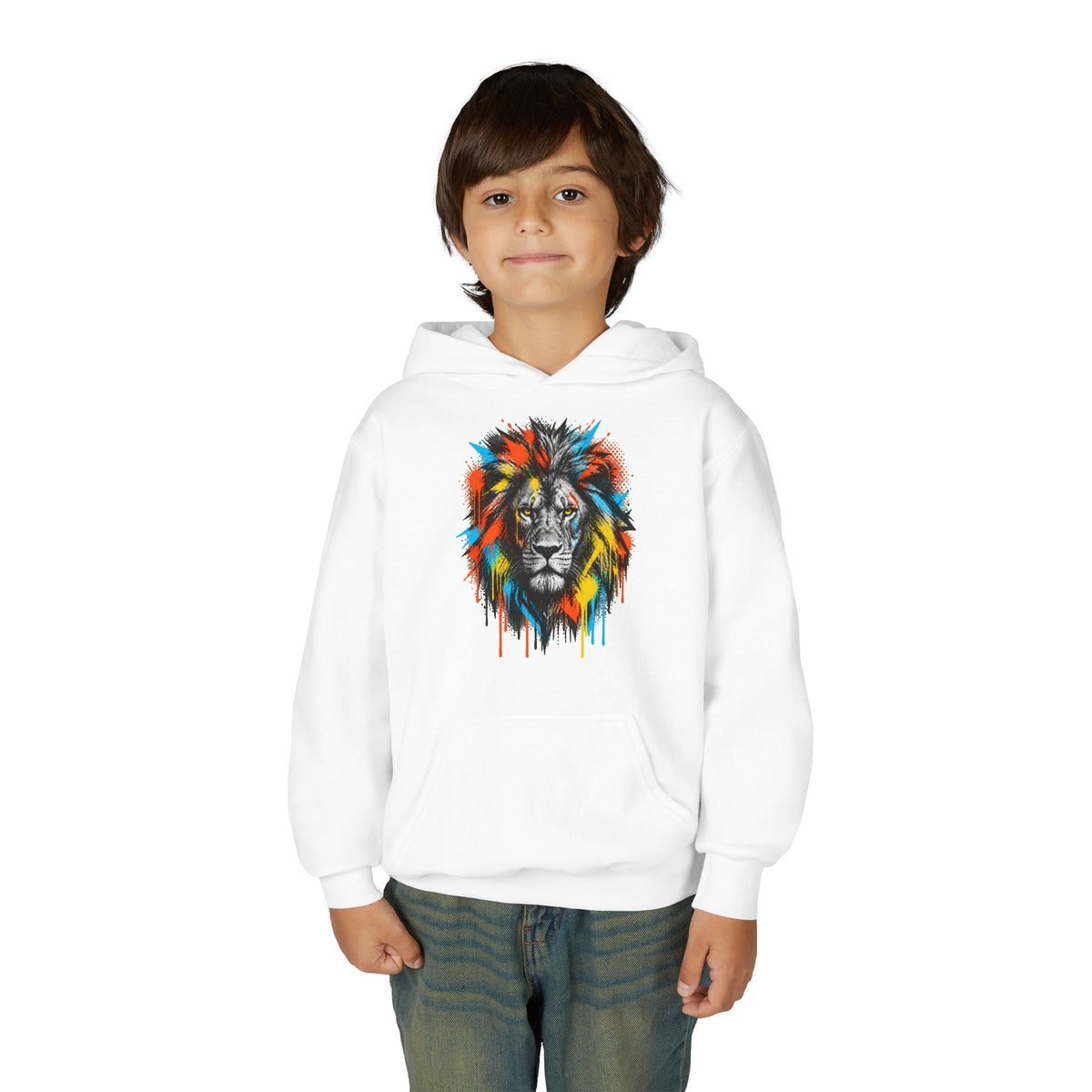 Lion Spirit Paint Drips Youth Hoodie