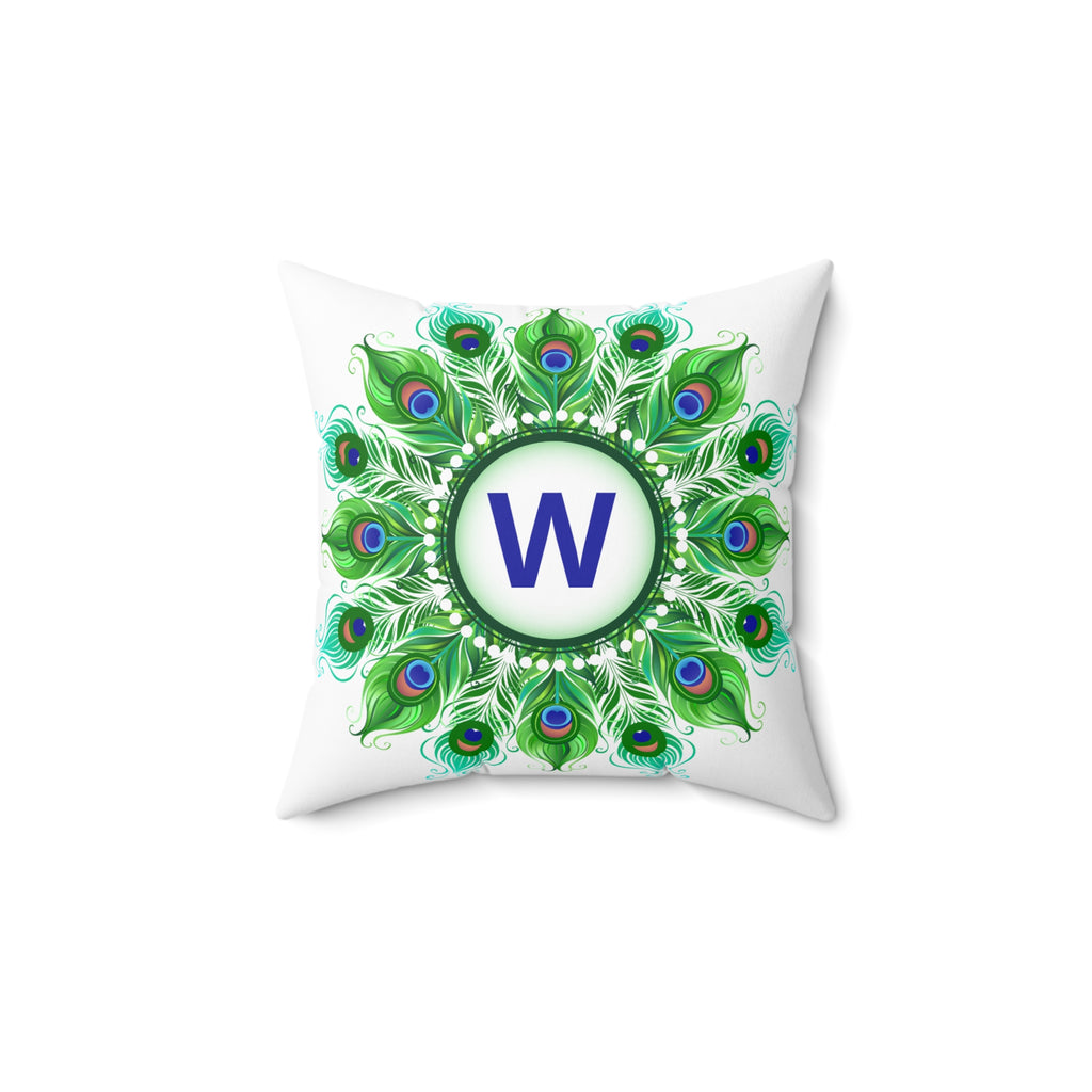 Throw Pillow | Peacock Feather Monogram Pillow