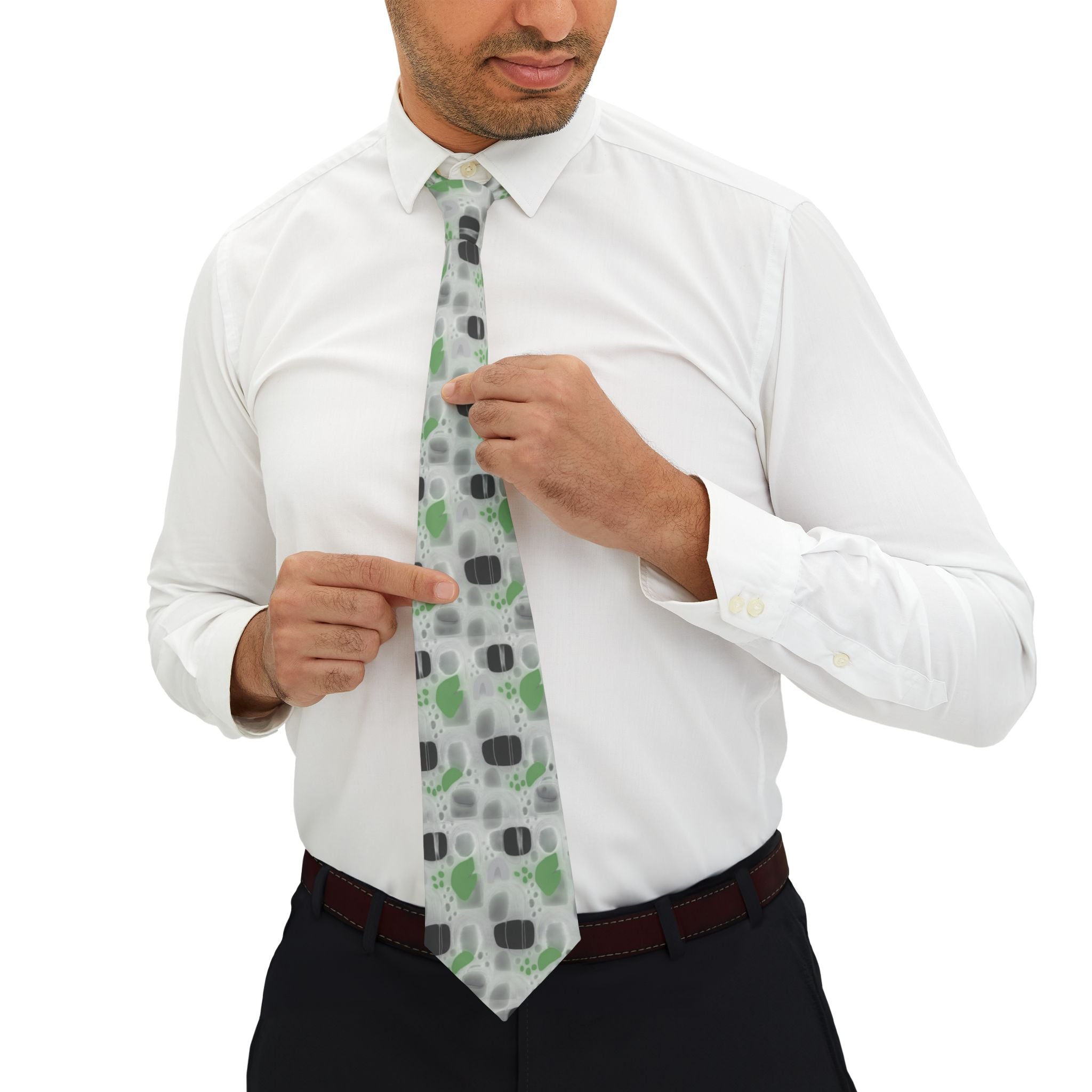 Necktie | Gray & Sage Abstract Pattern Formal Tie