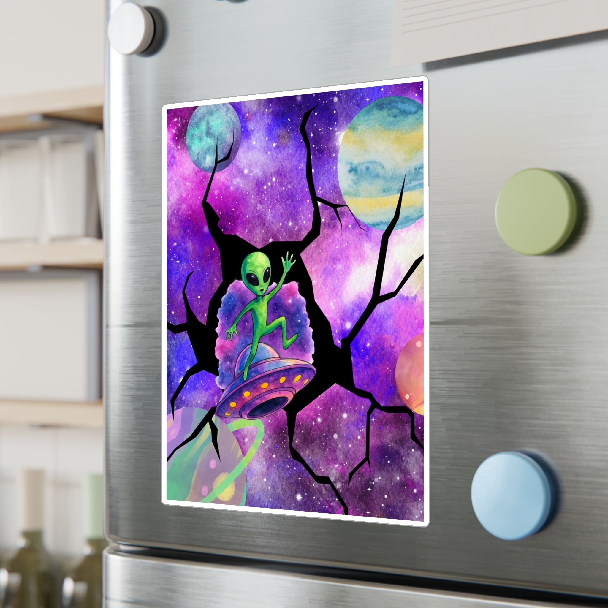 Vinyl Decal | Colorful Space Alien Kiss-Cut Sticker