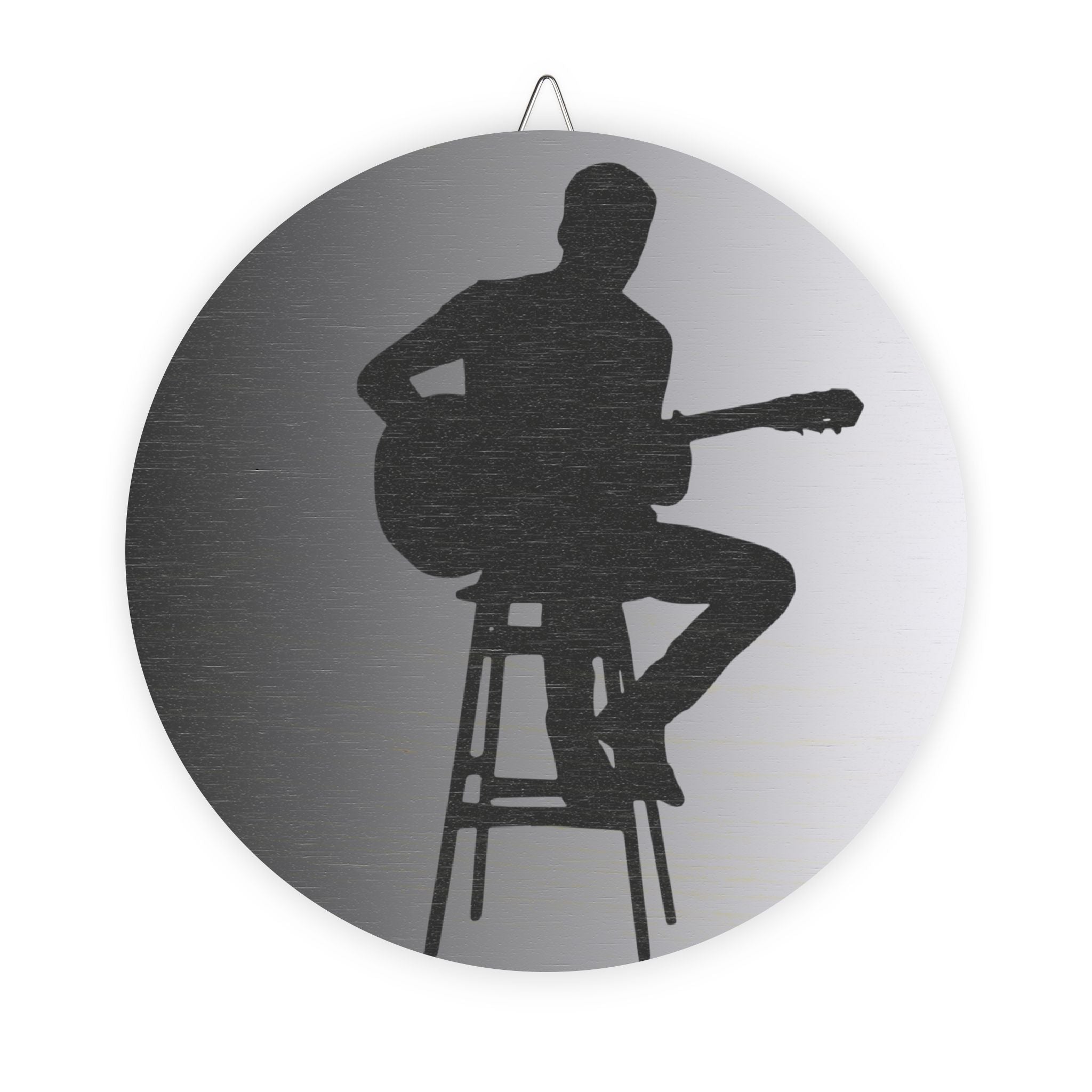 Wall Sign — Acoustic Guitar Silhouette Round Wooden Décor