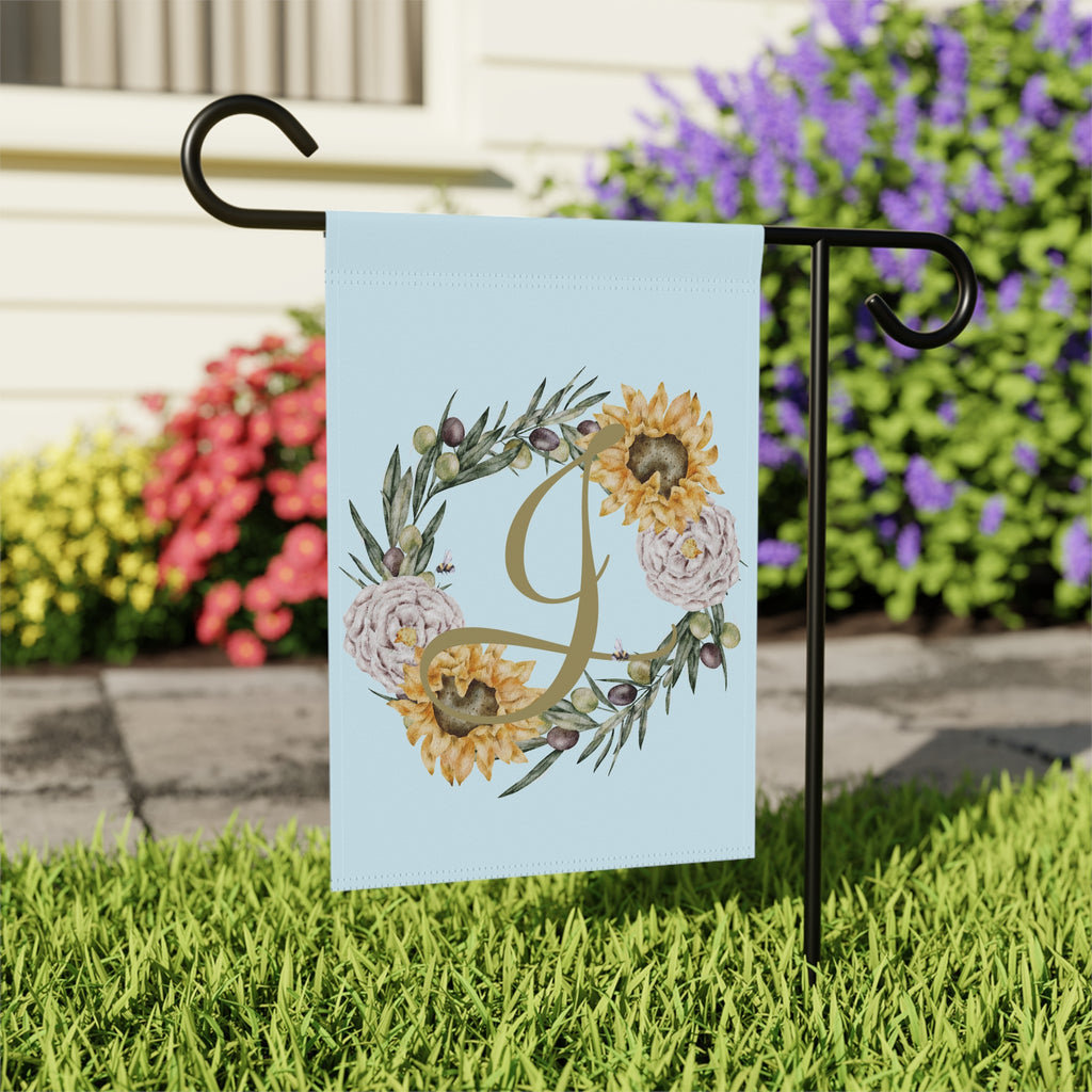 Home & Garden Banner | 'J' Monogram Boho Sunflower Flag