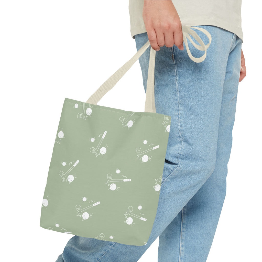 Tote Bag | Sage Green and Golf Pattern Shoulder Bag