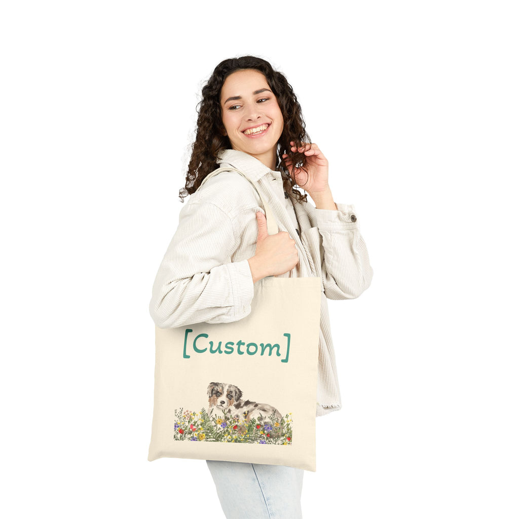 Tote Bag | Custom Puppy Floral Shoulder Bag