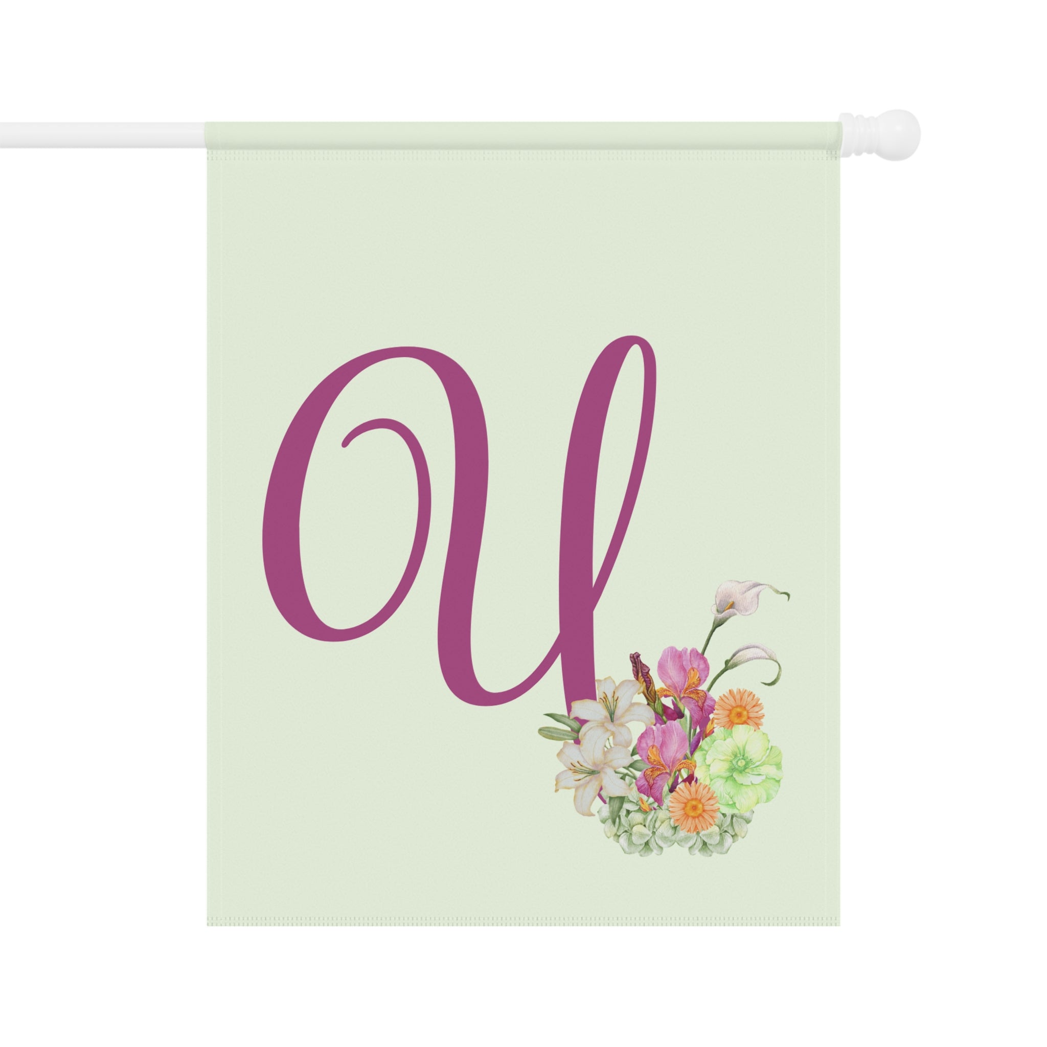 Home & Garden Banner | 'U' Monogram Watercolor Bouquet Flag