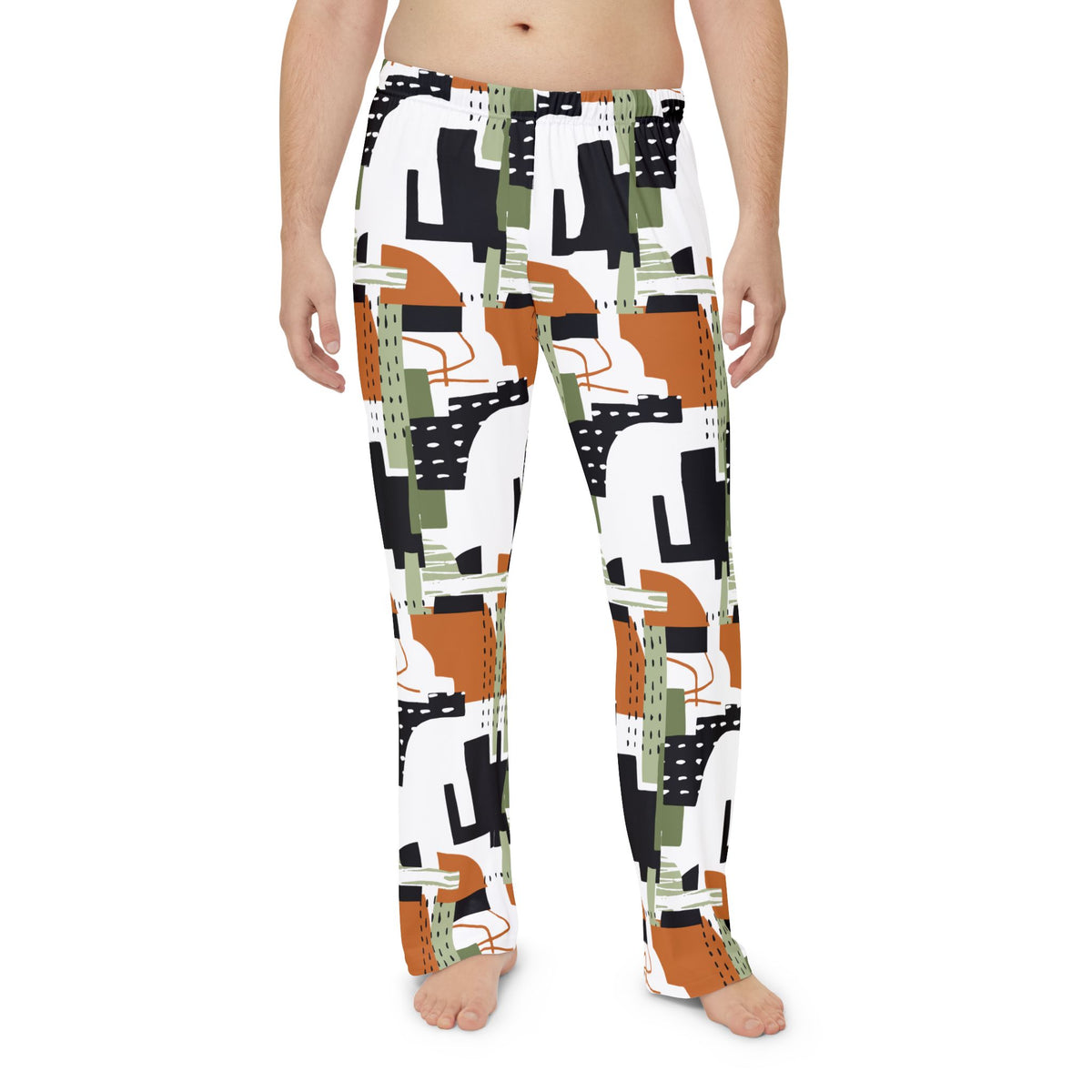 Abstract Retro-Pattern Pajama Pants