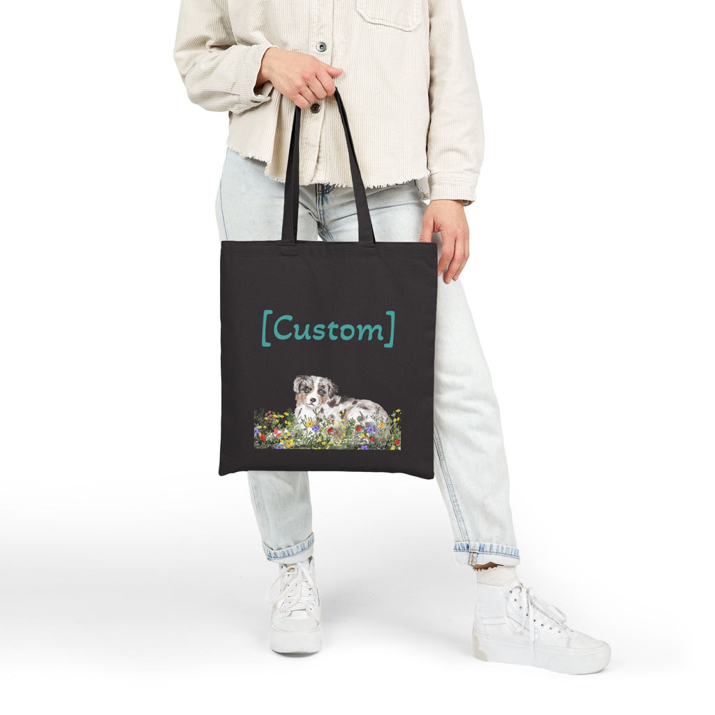 Tote Bag | Custom Puppy Floral Shoulder Bag
