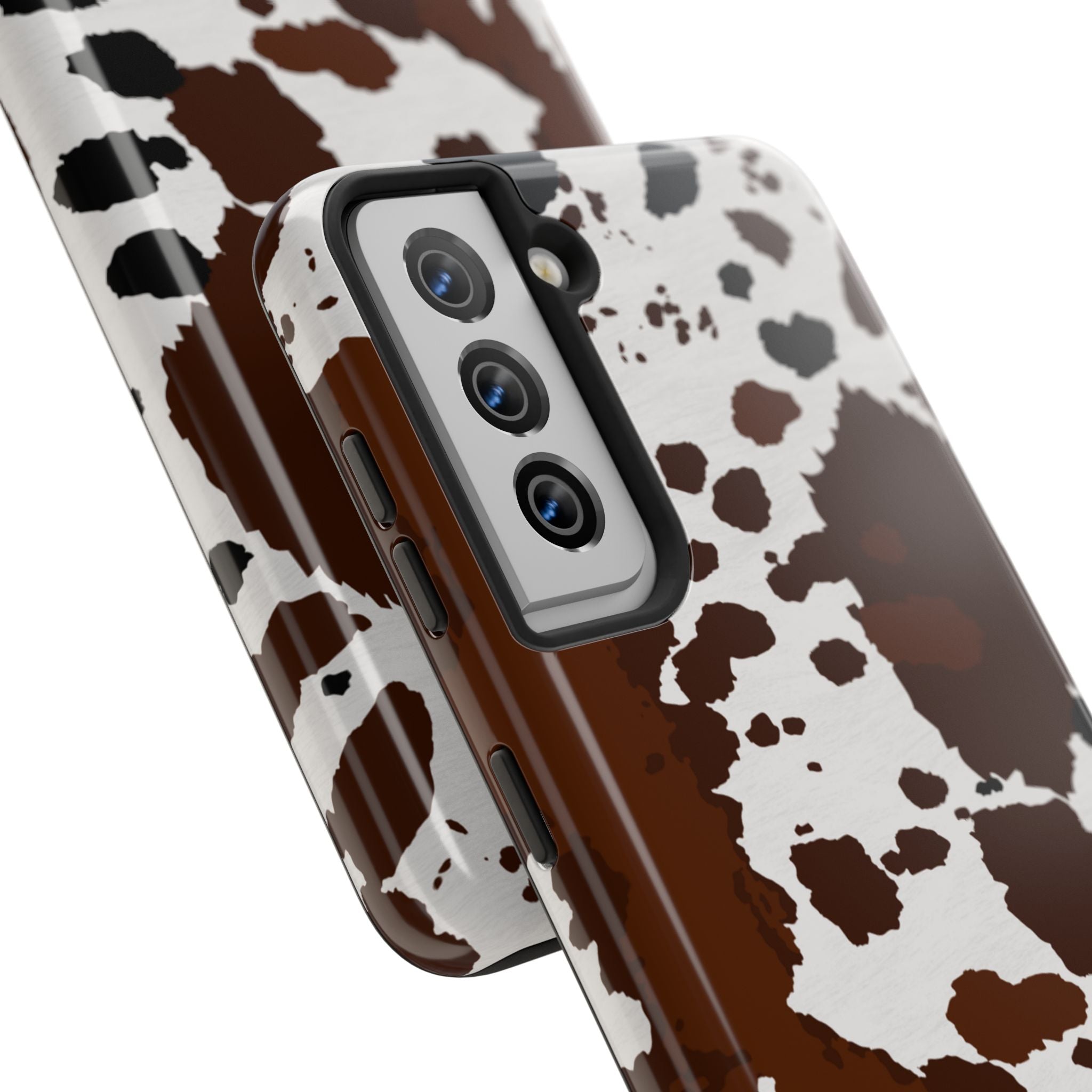 Phone Case | Brown & White Cowhide Pattern Tough Protective Cover