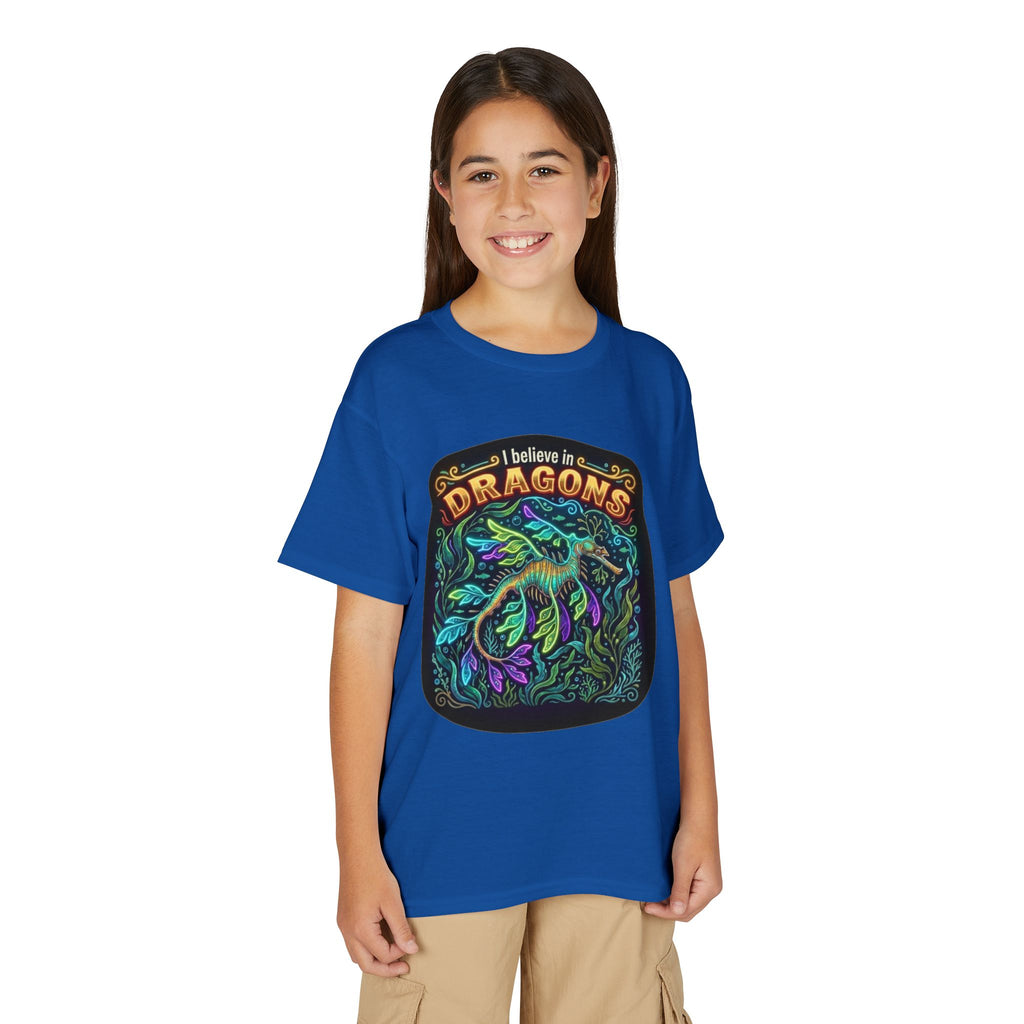 T-Shirt | 'I Believe in Dragons' Colorful Dragon Graphic Youth Tee